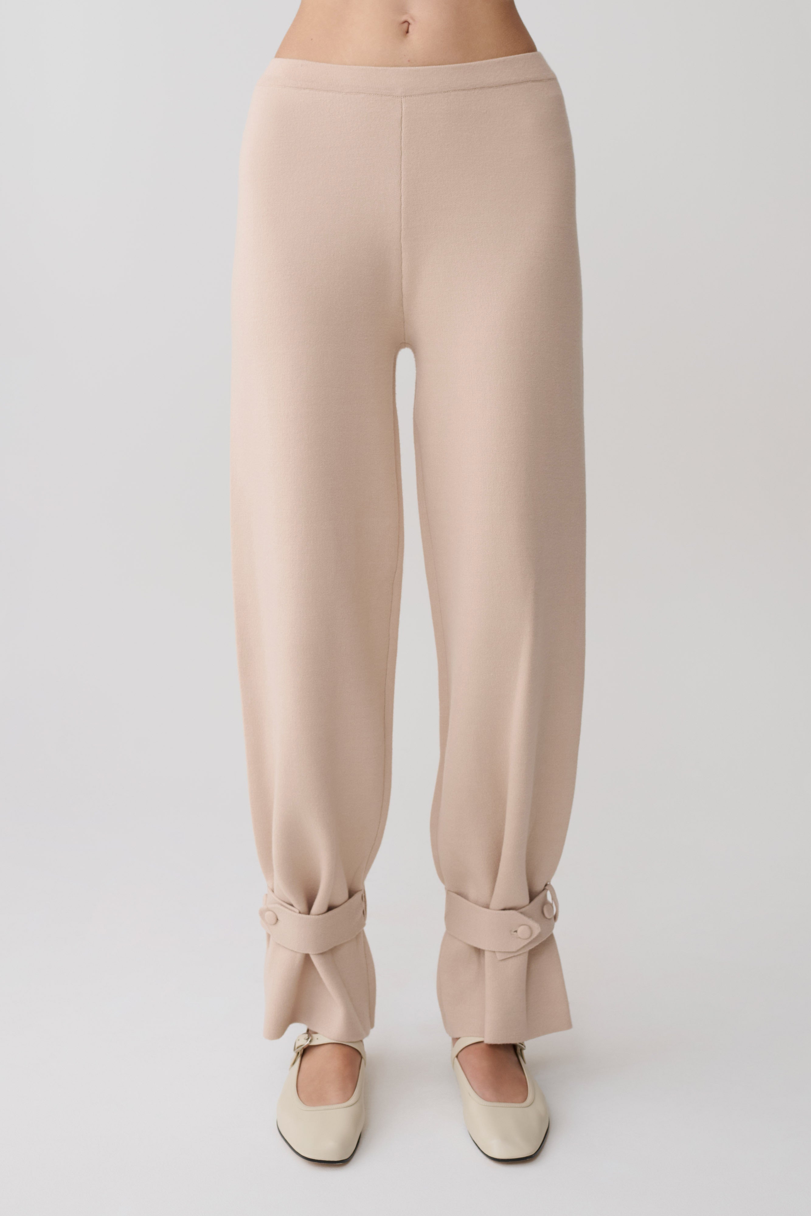 Blaine Knit Cuffed Wide Leg Pants - Oat Marle - Image 7