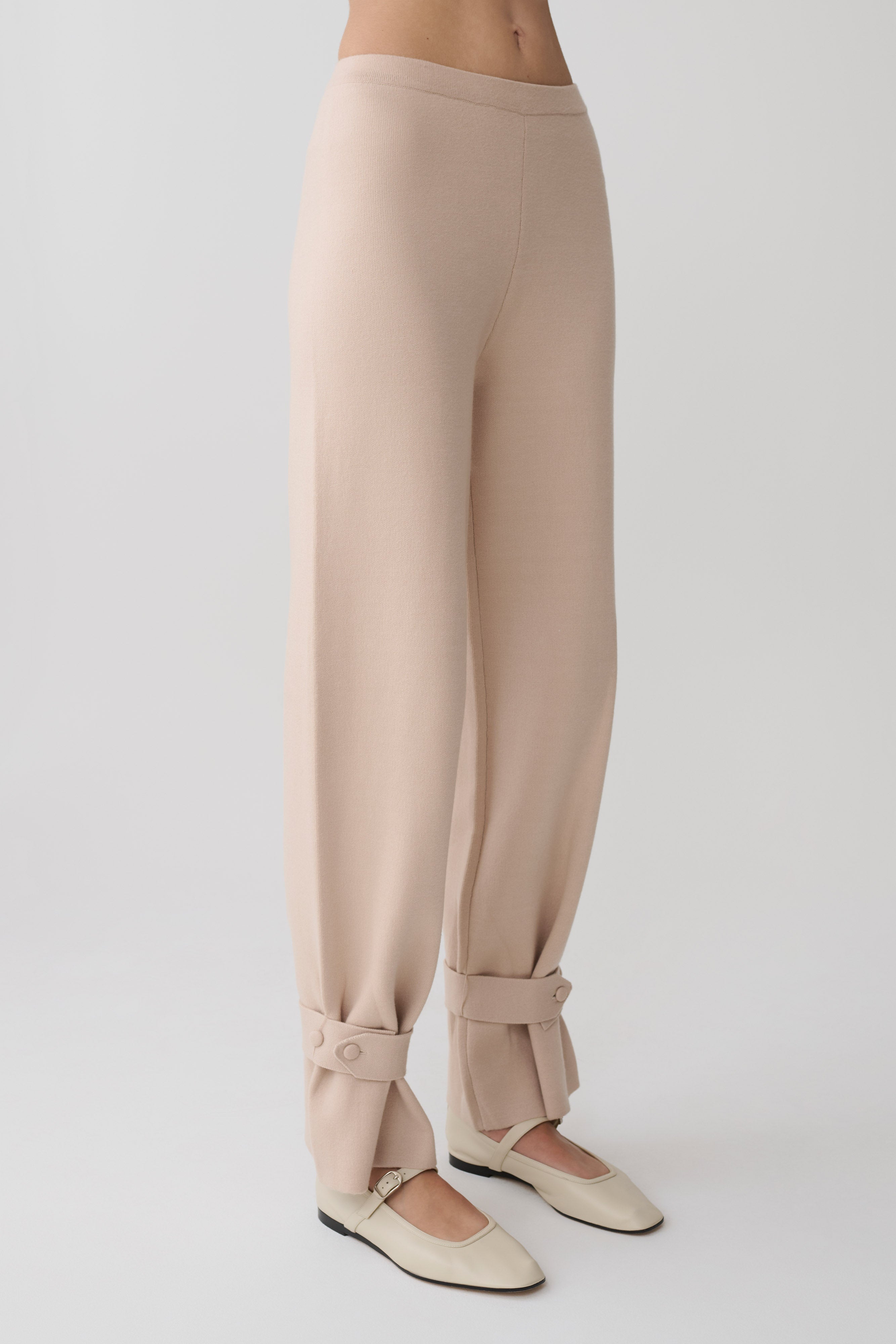 Blaine Knit Cuffed Wide Leg Pants - Oat Marle - Image 5