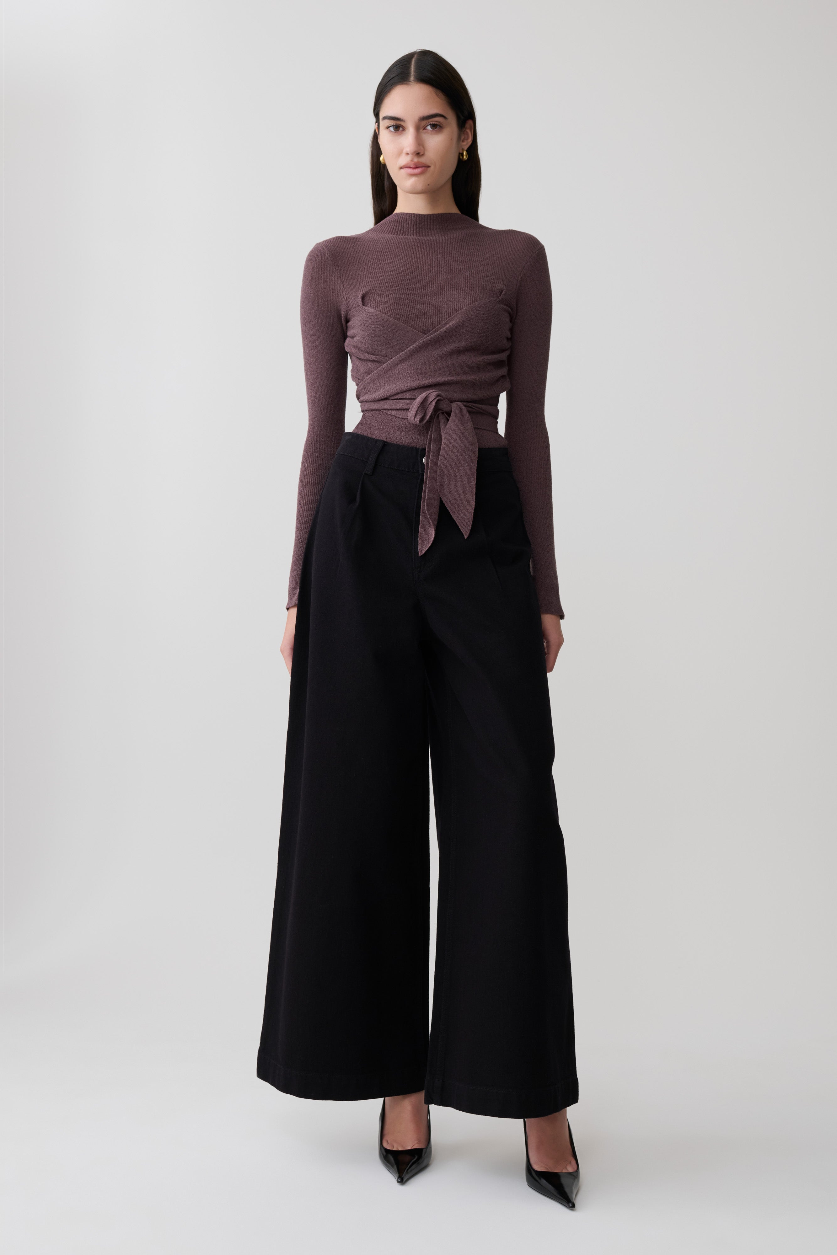 Lawson Wrap Knit Long Sleeve Top - Peppercorn - Image 6