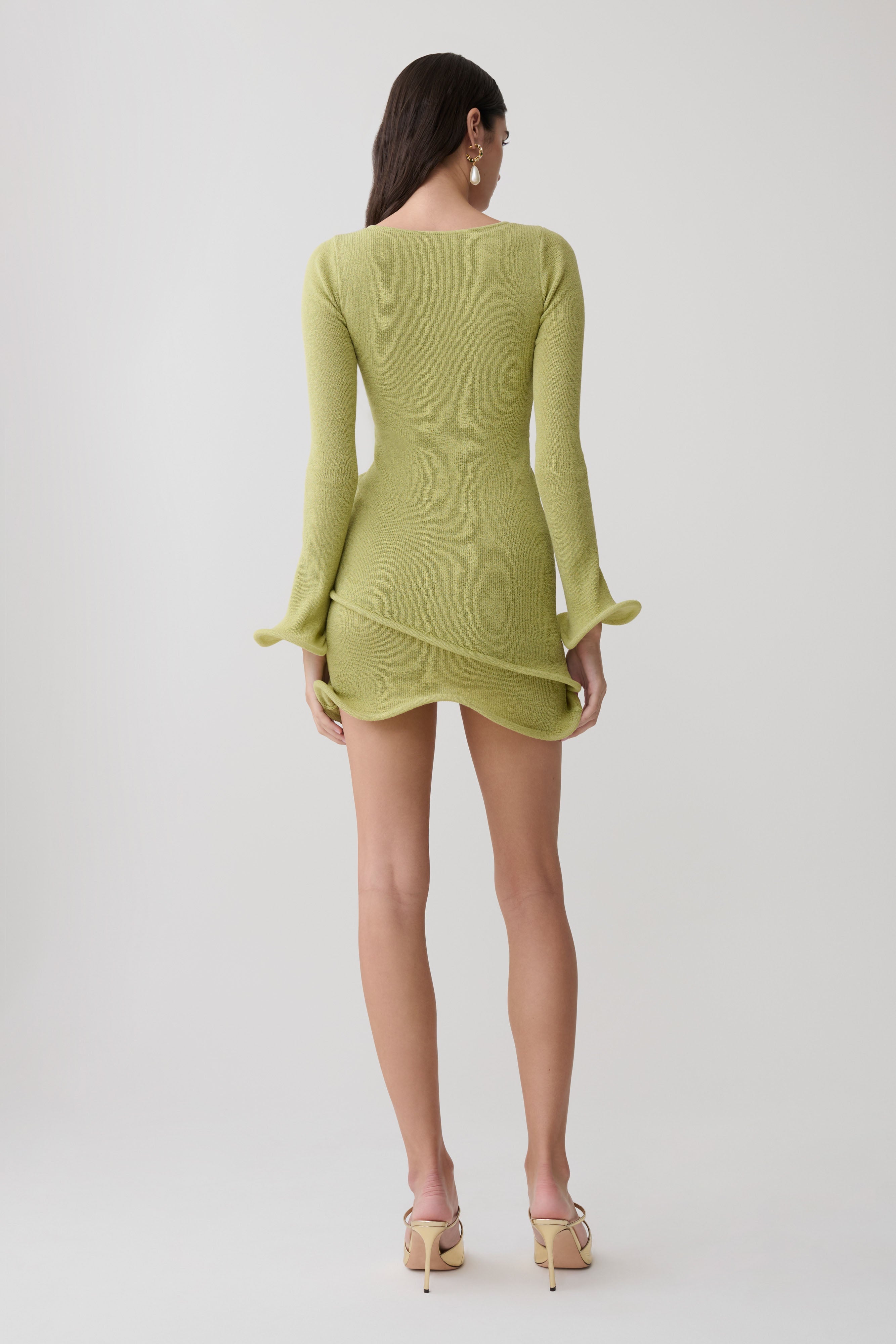 Alternative view of Samira Knit Long Sleeve Mini Dress - Light Olive