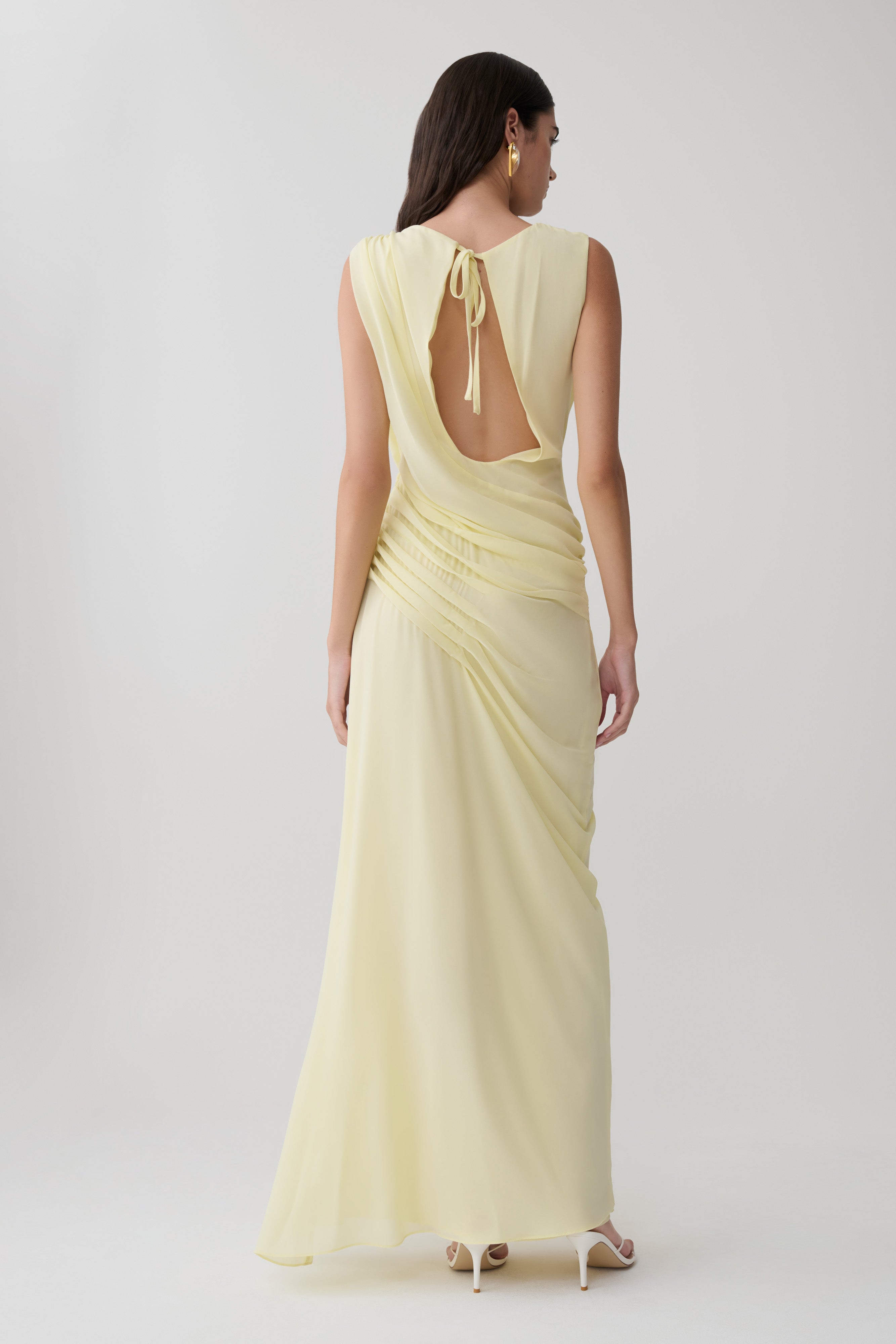 Alternative view of Oria Chiffon Maxi Dress - Pastel Lemon