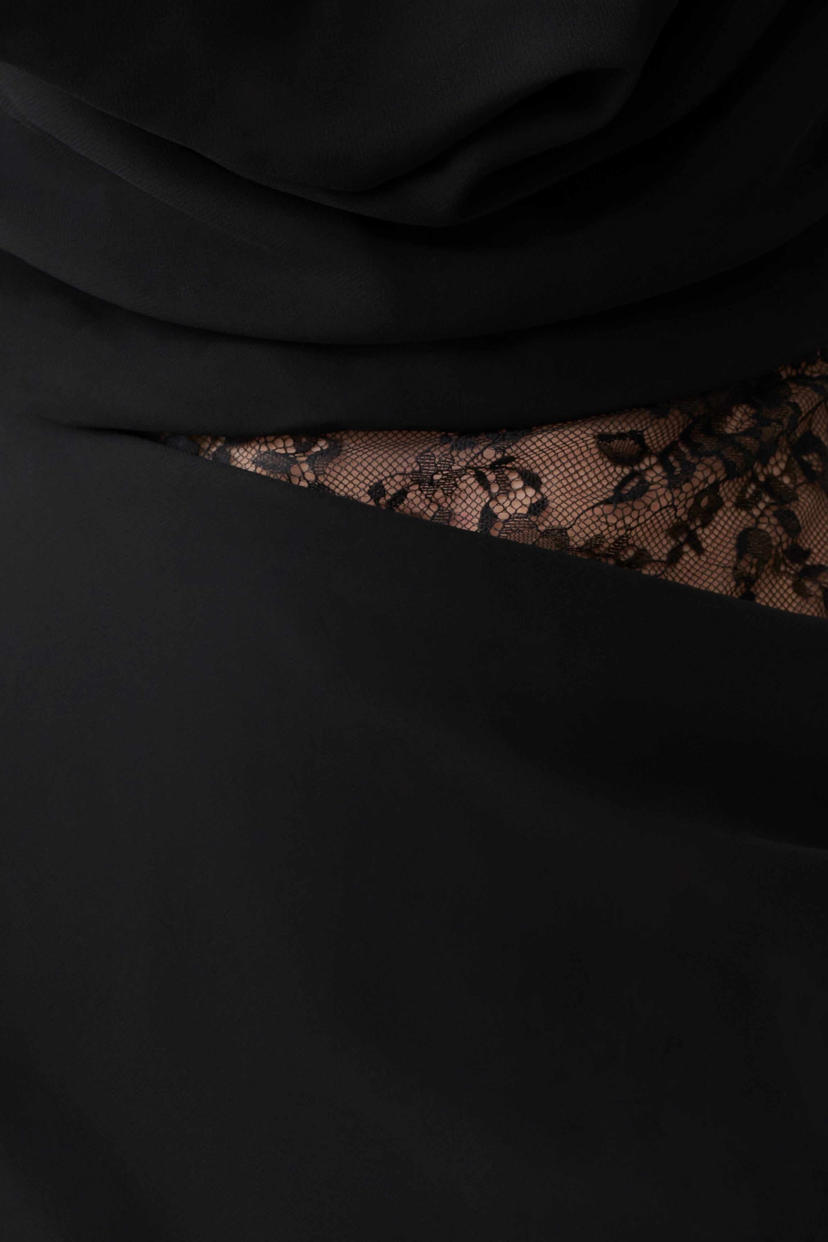 Arra Chiffon And Lace Halter Mini Dress - Black - Image 6