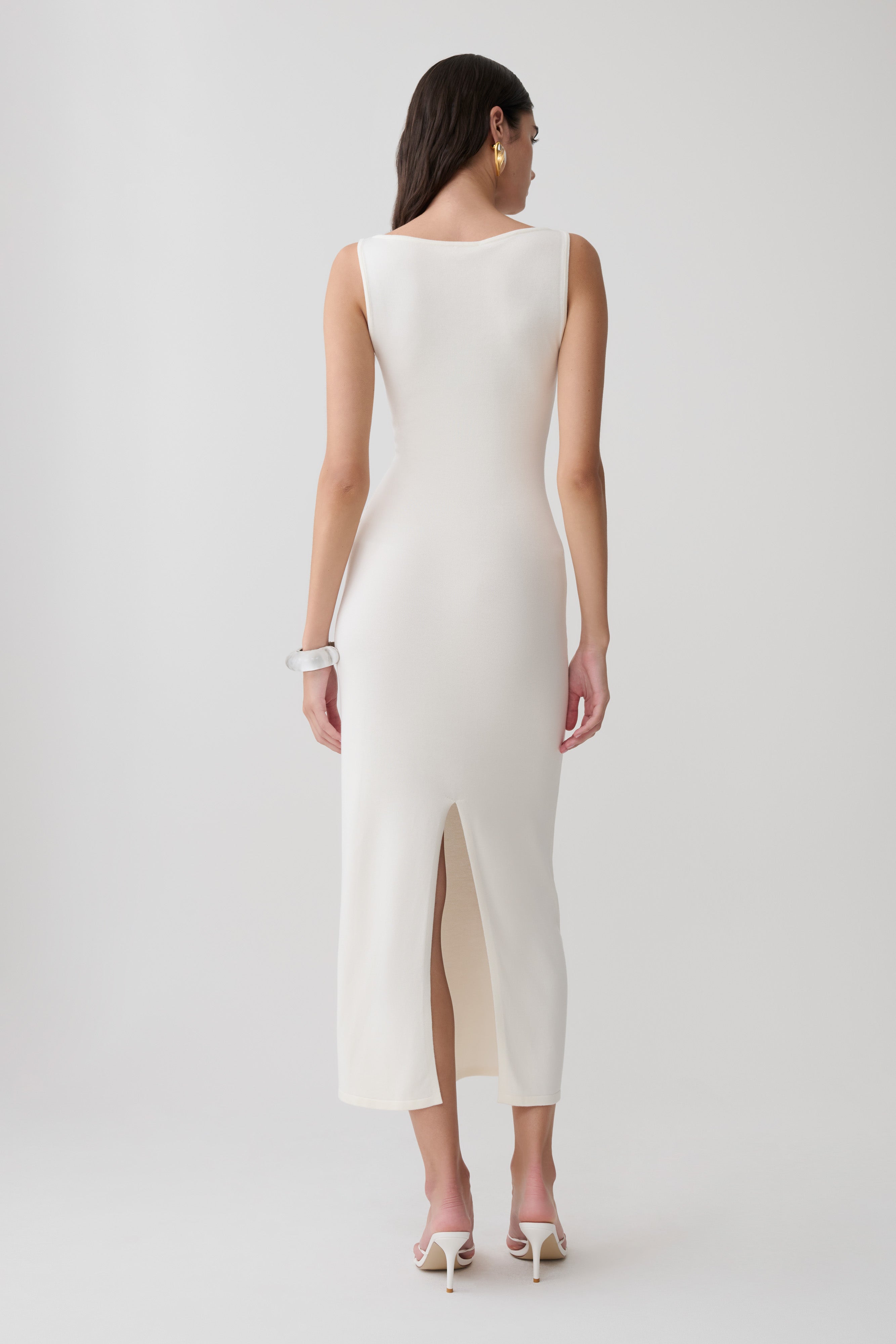 Alternative view of Boston Boat Neck Sleeveless Midi Dress - Ivory