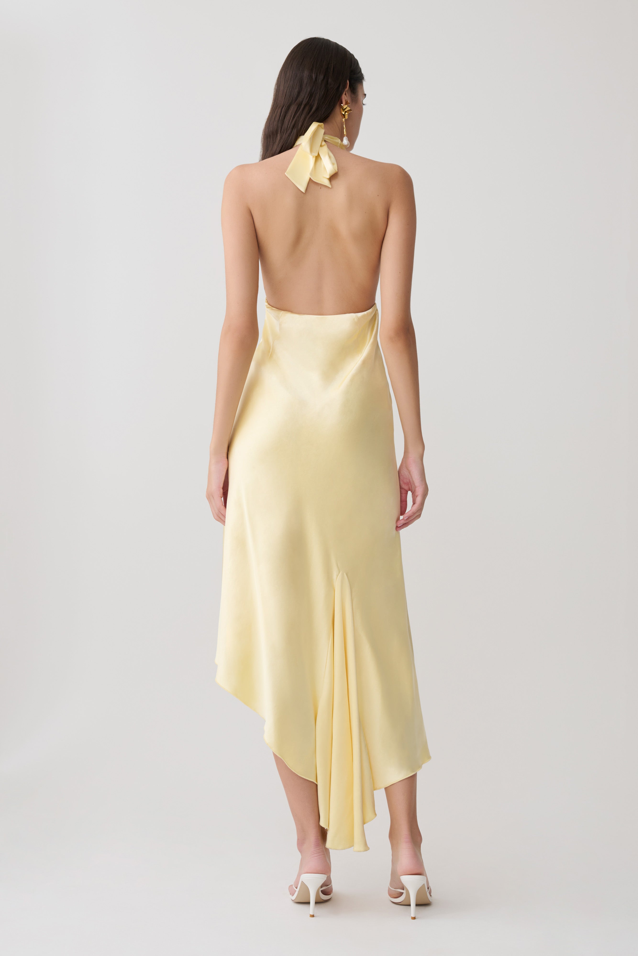 Alternative view of Adelie Asymmetric Hem Halter Midi Dress - Butter