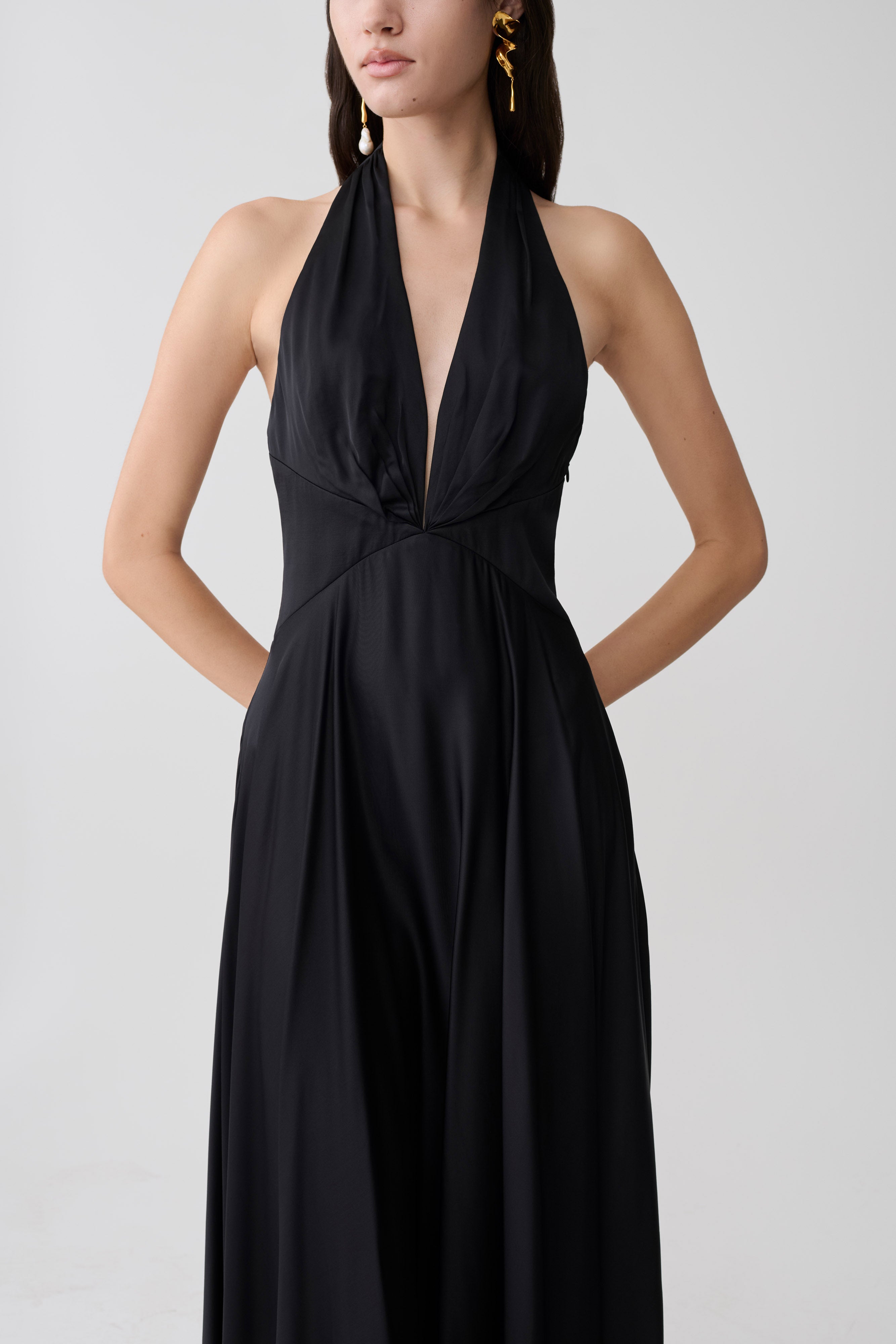 Rebecca Halter Buttoned Maxi Dress - Black - Image 3