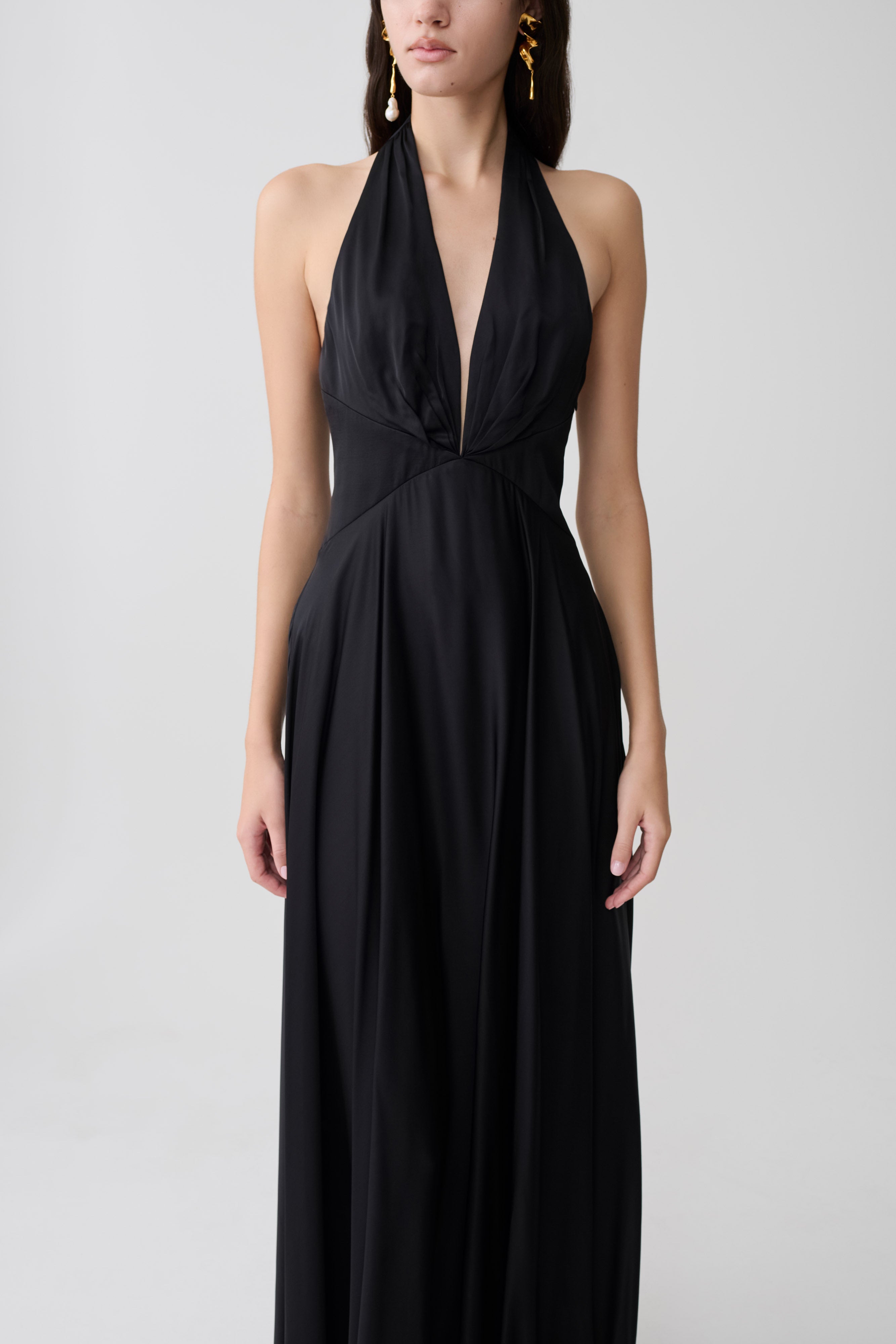 Rebecca Halter Buttoned Maxi Dress - Black - Image 6