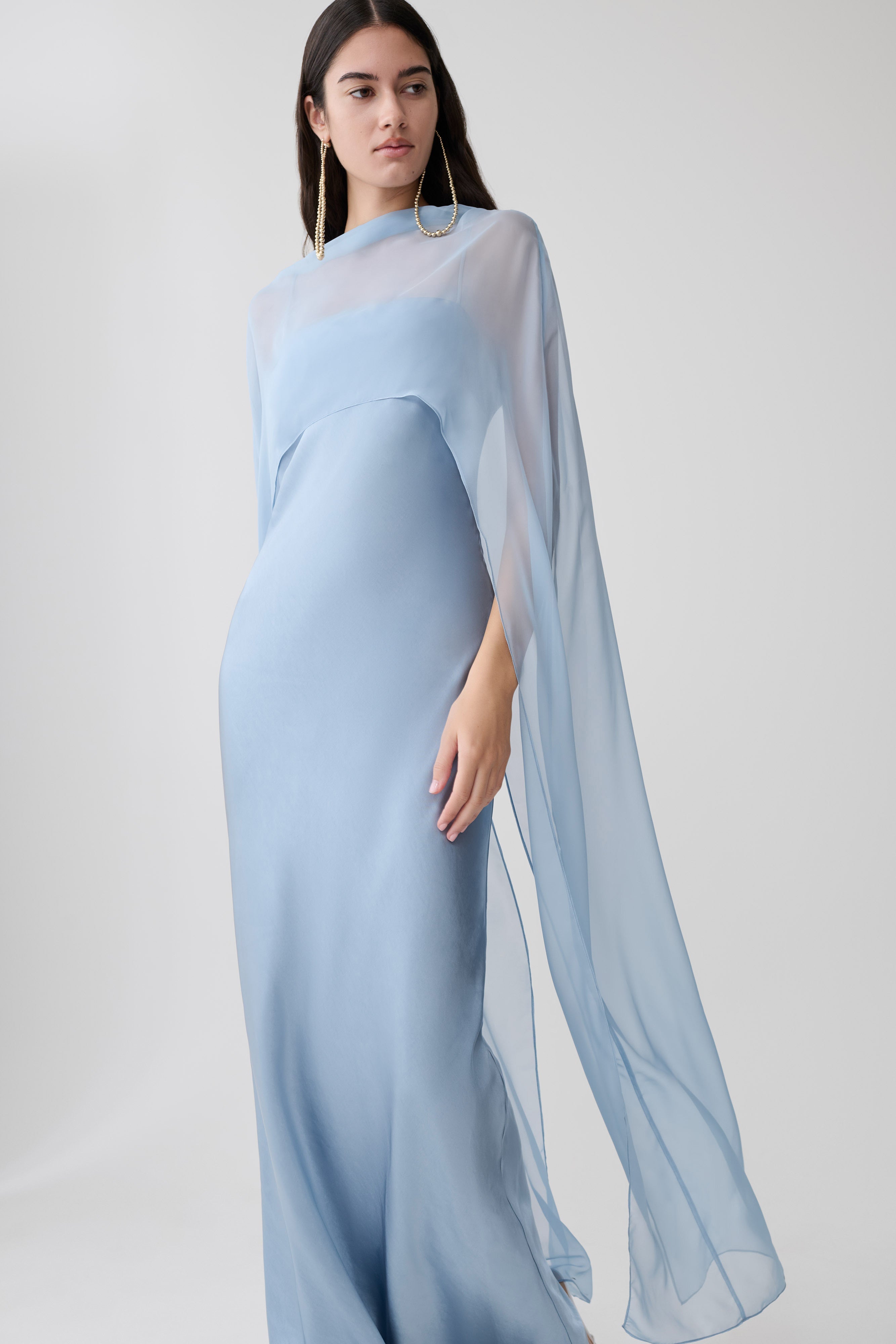 Martinne Chiffon Overlay Maxi Dress - Arctic Blue - Image 3