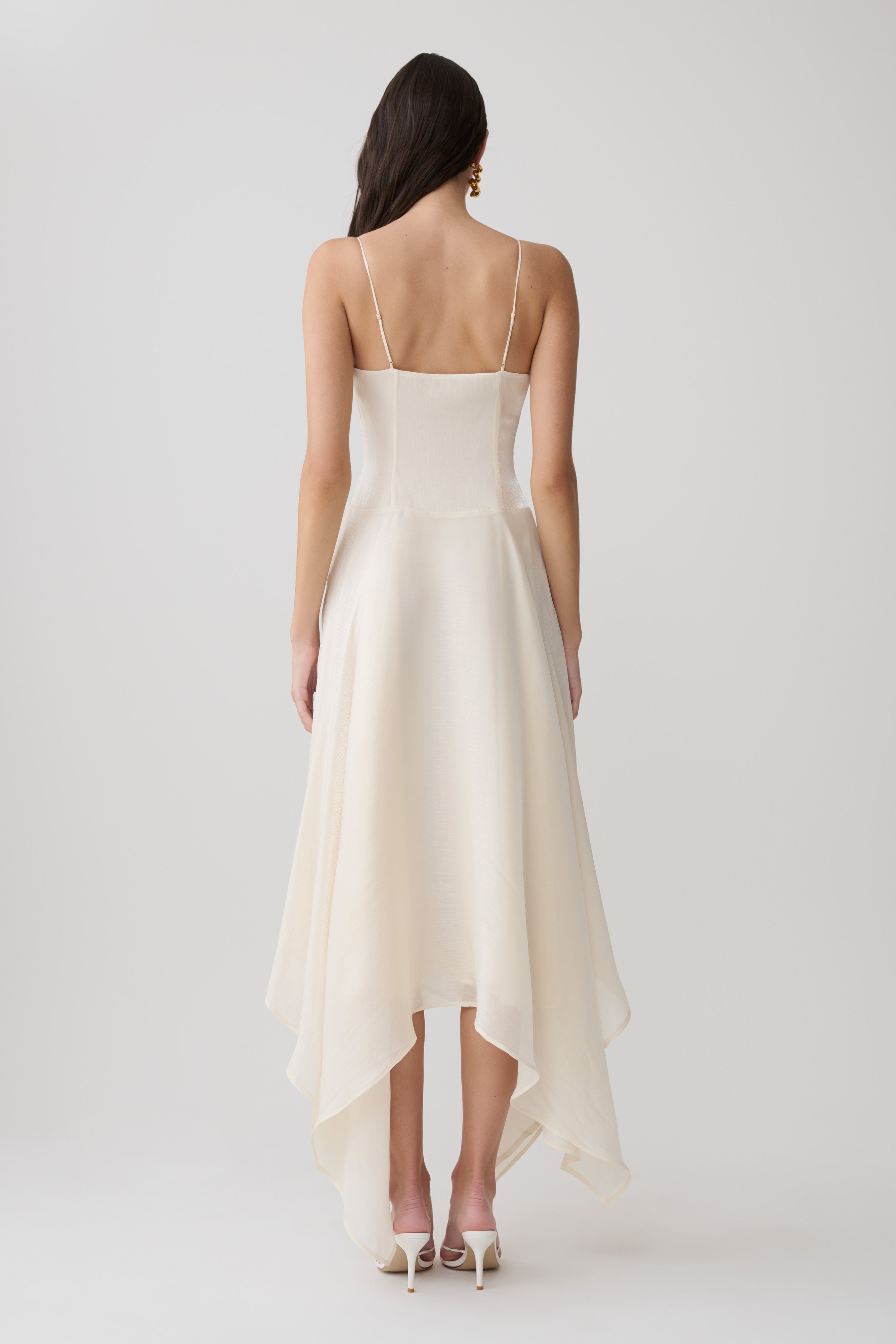 Alternative view of Naomi Satin Asymmetric Hem Maxi Dress - Ivory