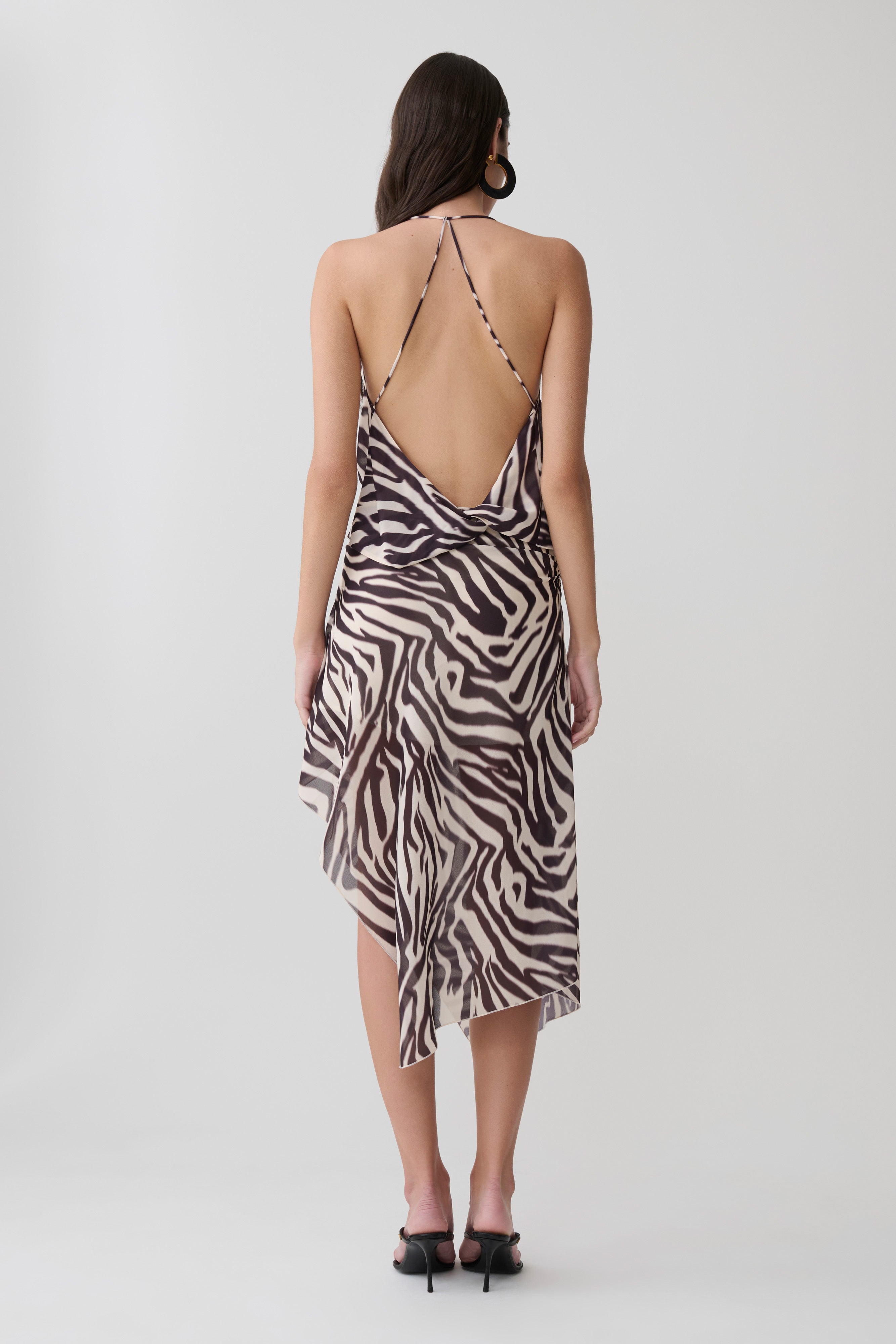 Alternative view of Lana Low Back Chiffon Top - Abstract Zebra Print