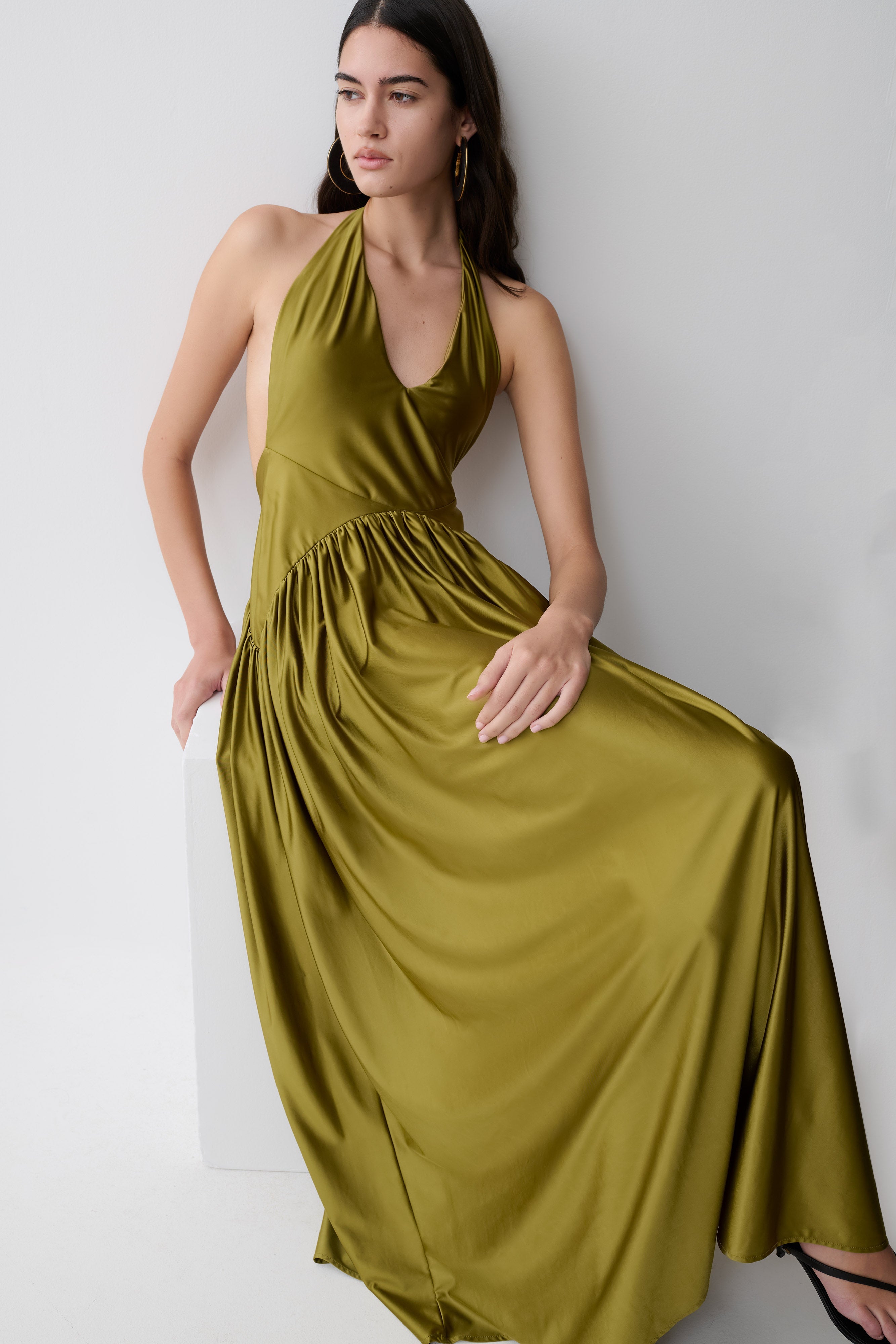 Cypress Halter Maxi Dress - Olive - Image 6
