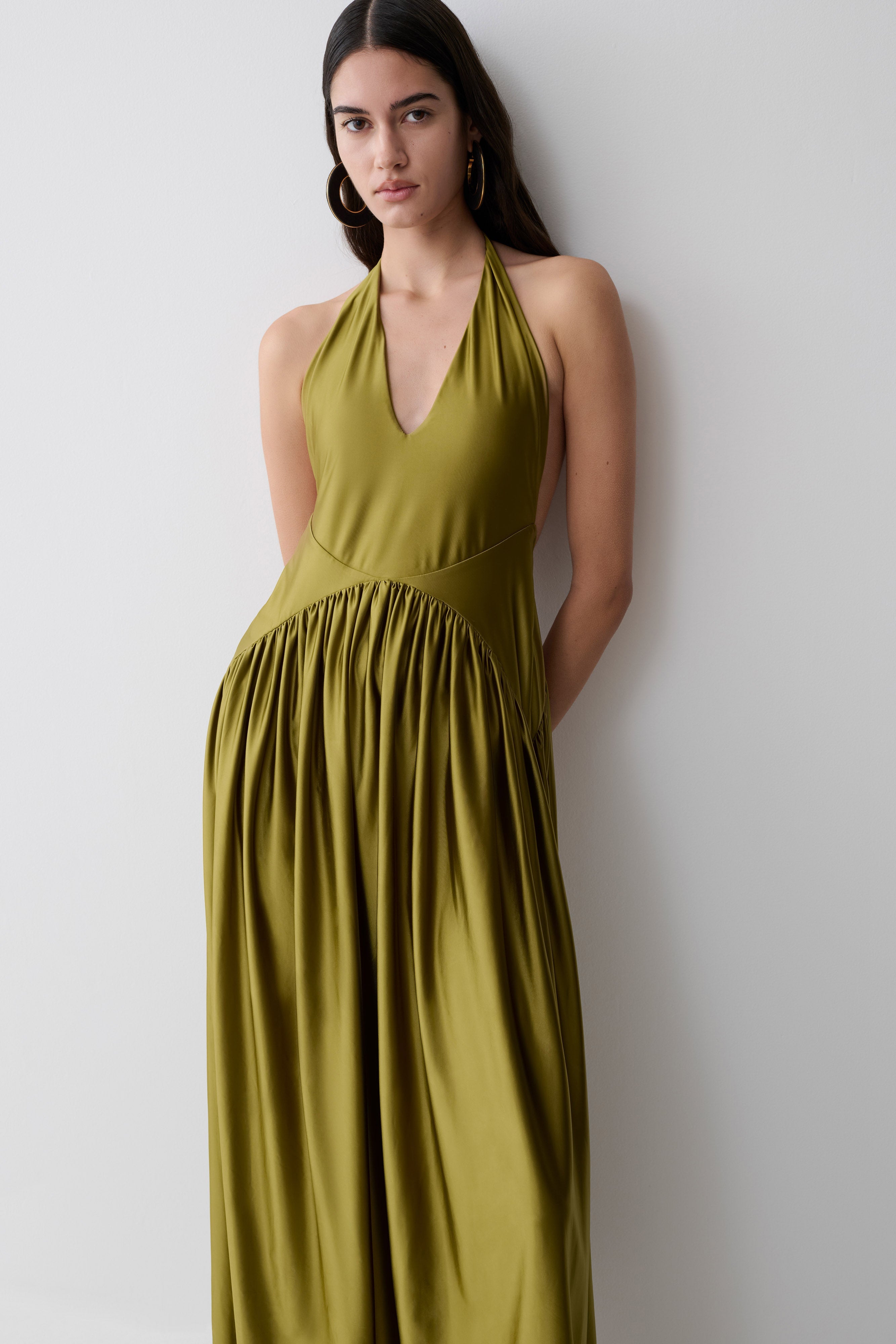 Cypress Halter Maxi Dress - Olive - Image 3