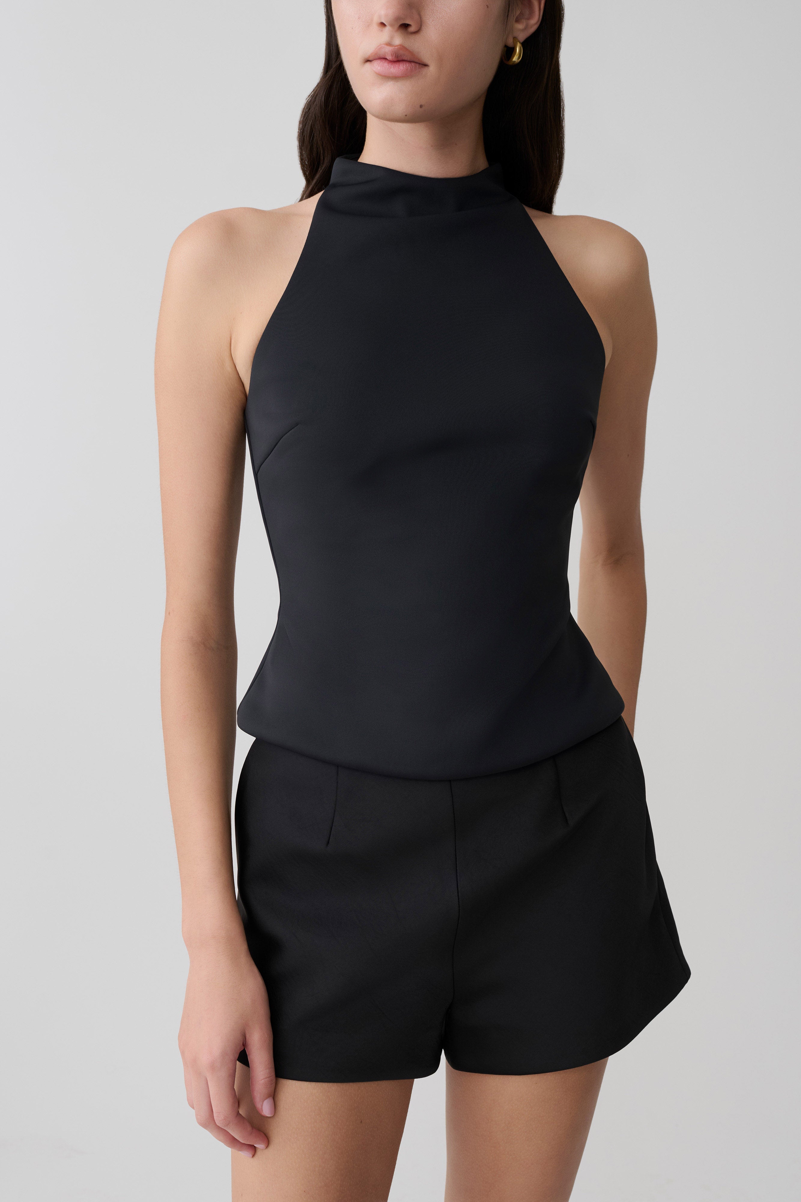 Portia Scuba Sleeveless Top - Black - Image 3