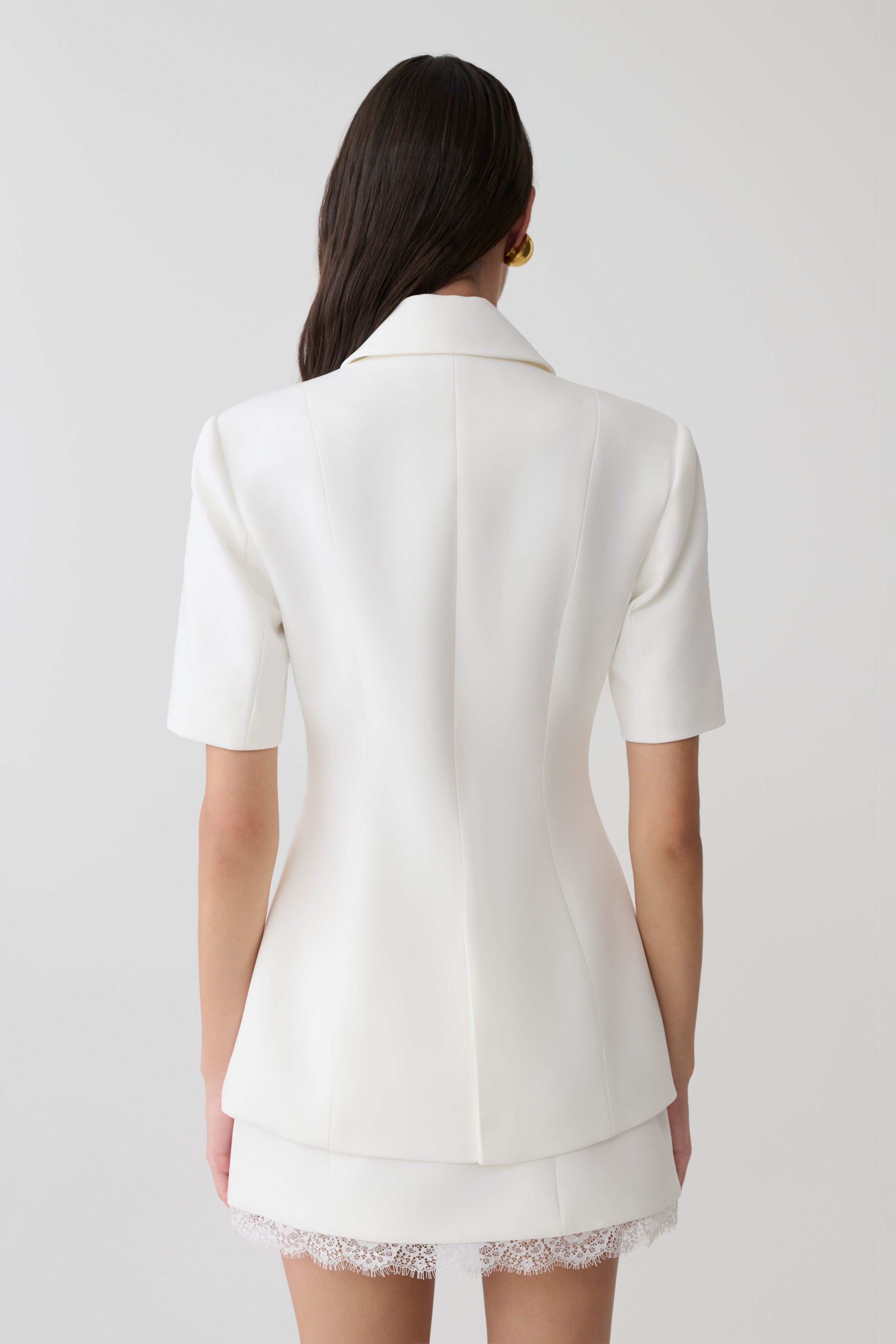 Alternative view of Ariella Button Up Short Sleeves Top - White