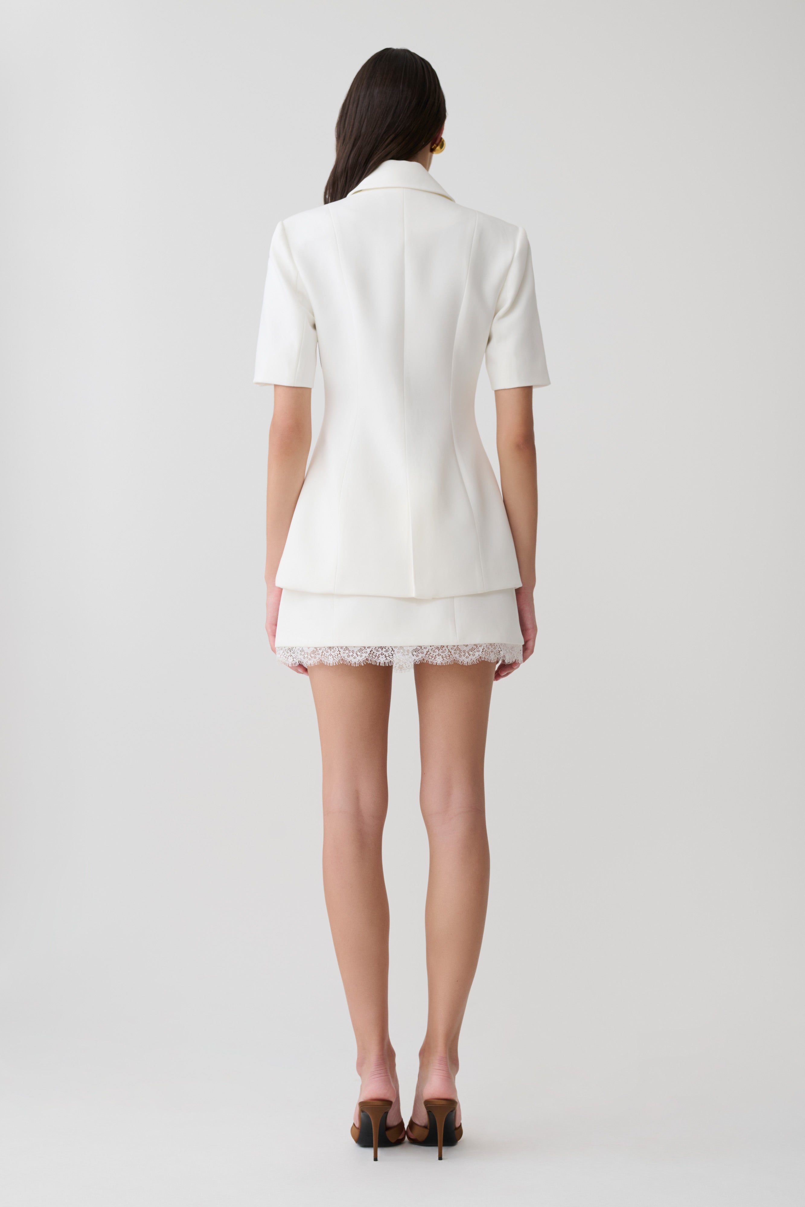 Alternative view of Ariella Suiting Mini Skirt With Lace - White