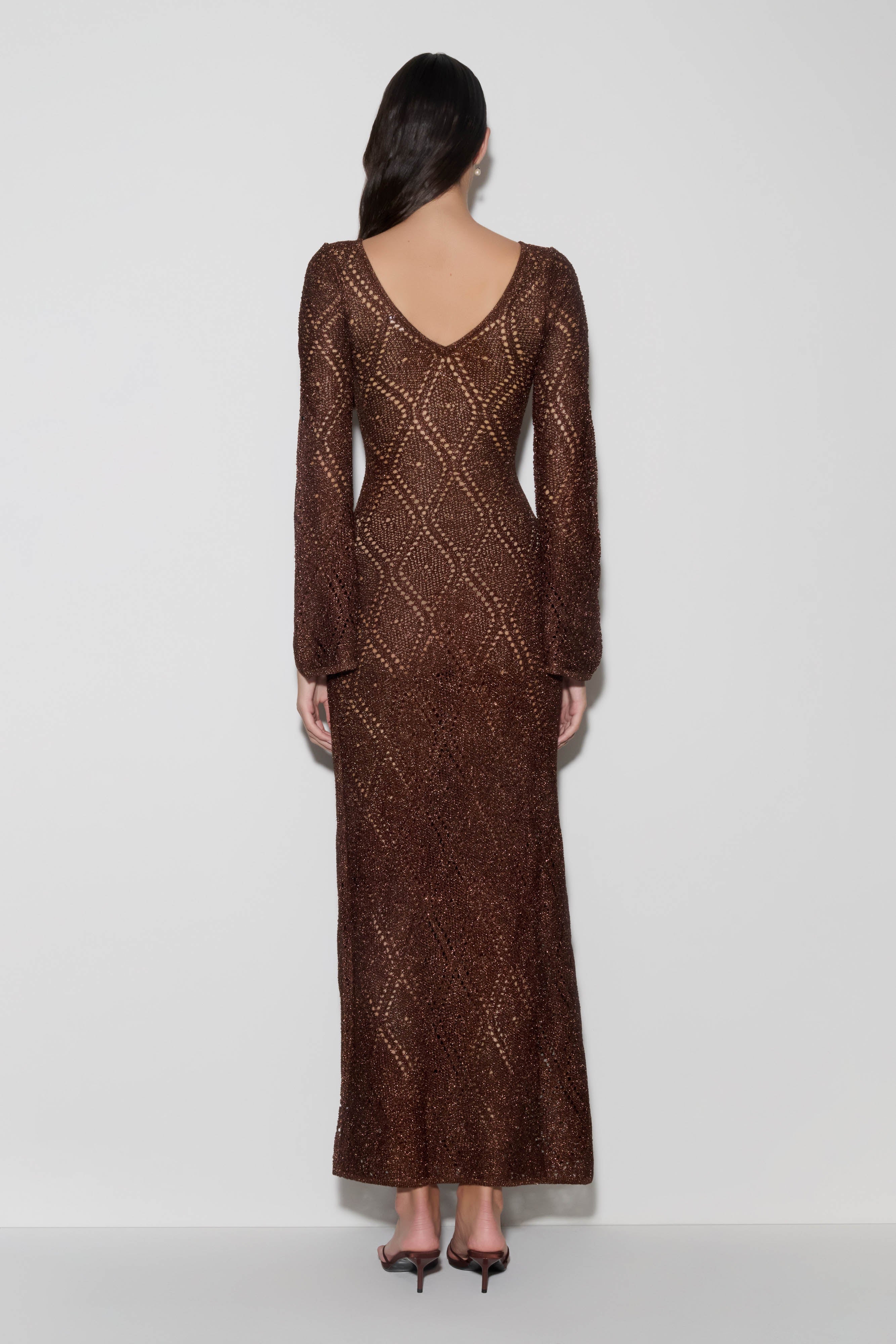 Alternative view of Chelsea Lurex Crochet Maxi Dress - Bronze