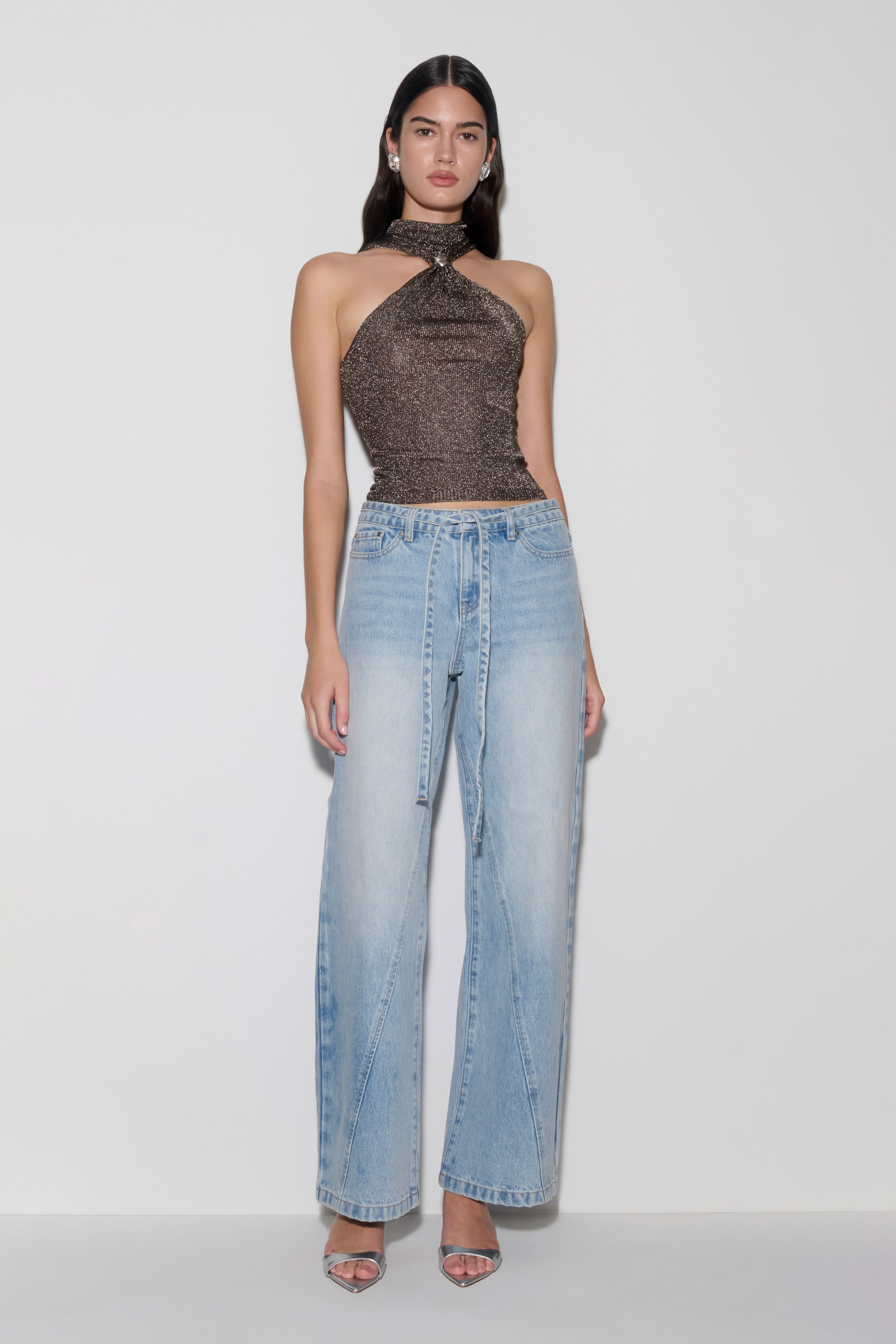 Nikki Lurex Top With Hardware - Gunmetal - Image 3