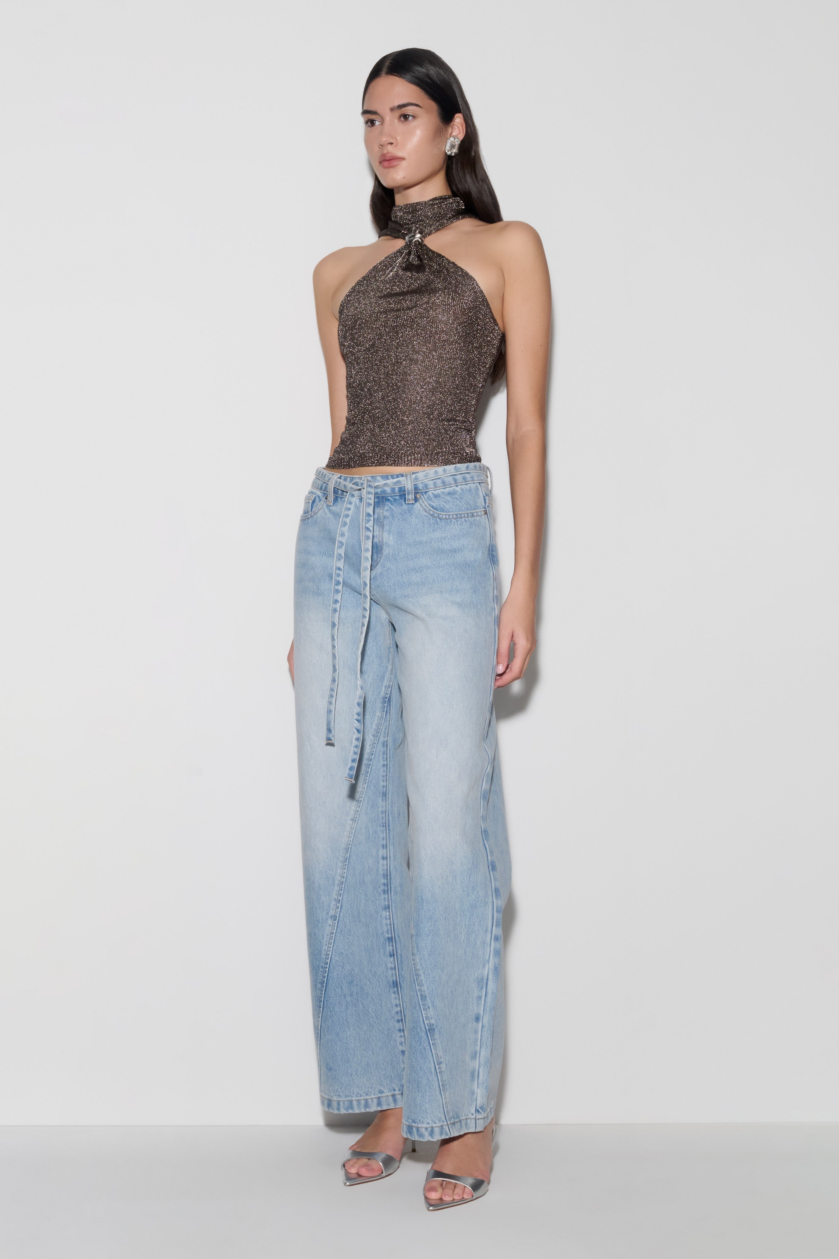 Nikki Lurex Top With Hardware - Gunmetal - Image 4