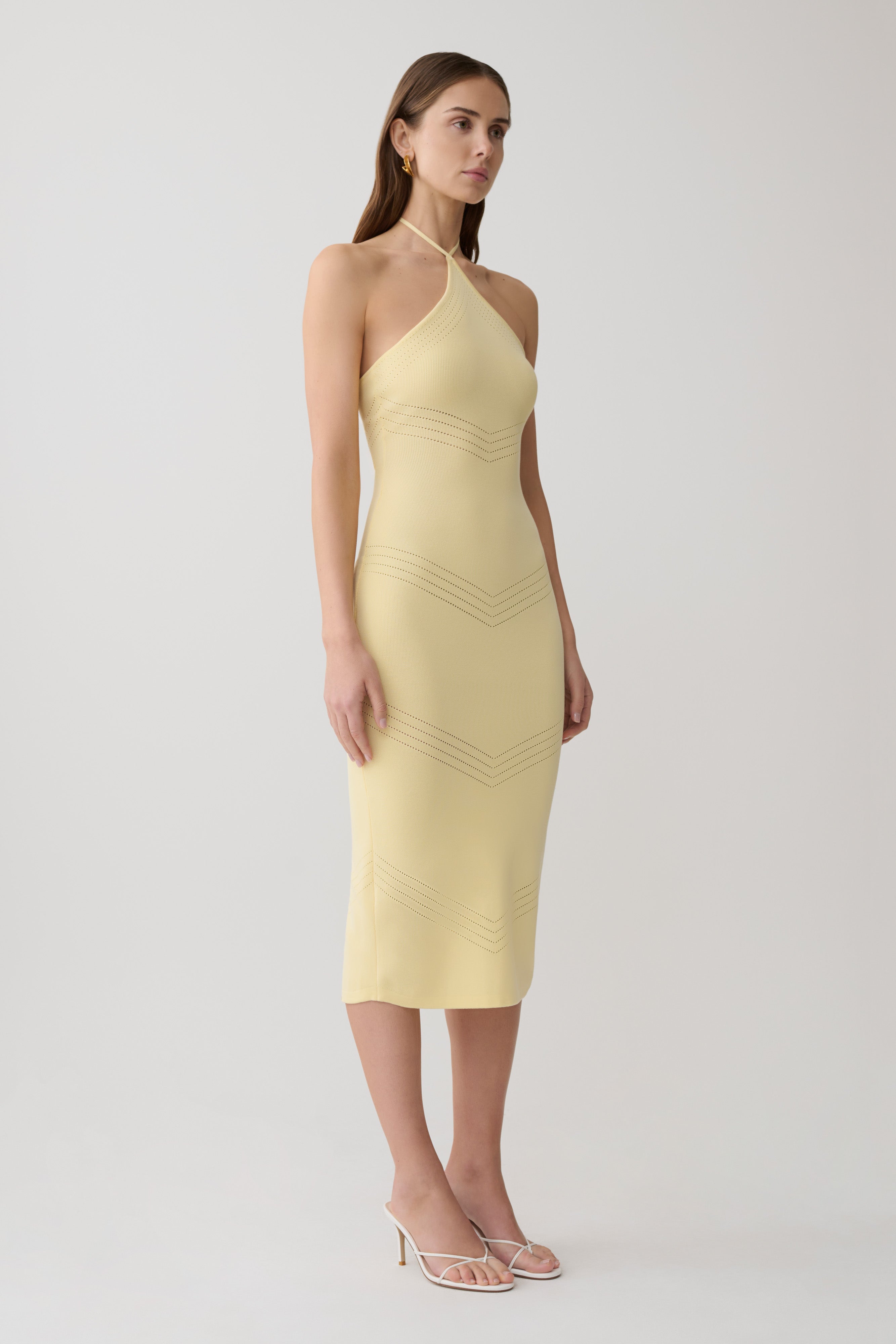 Penny Pointelle Midi Dress - Lemon - Image 4