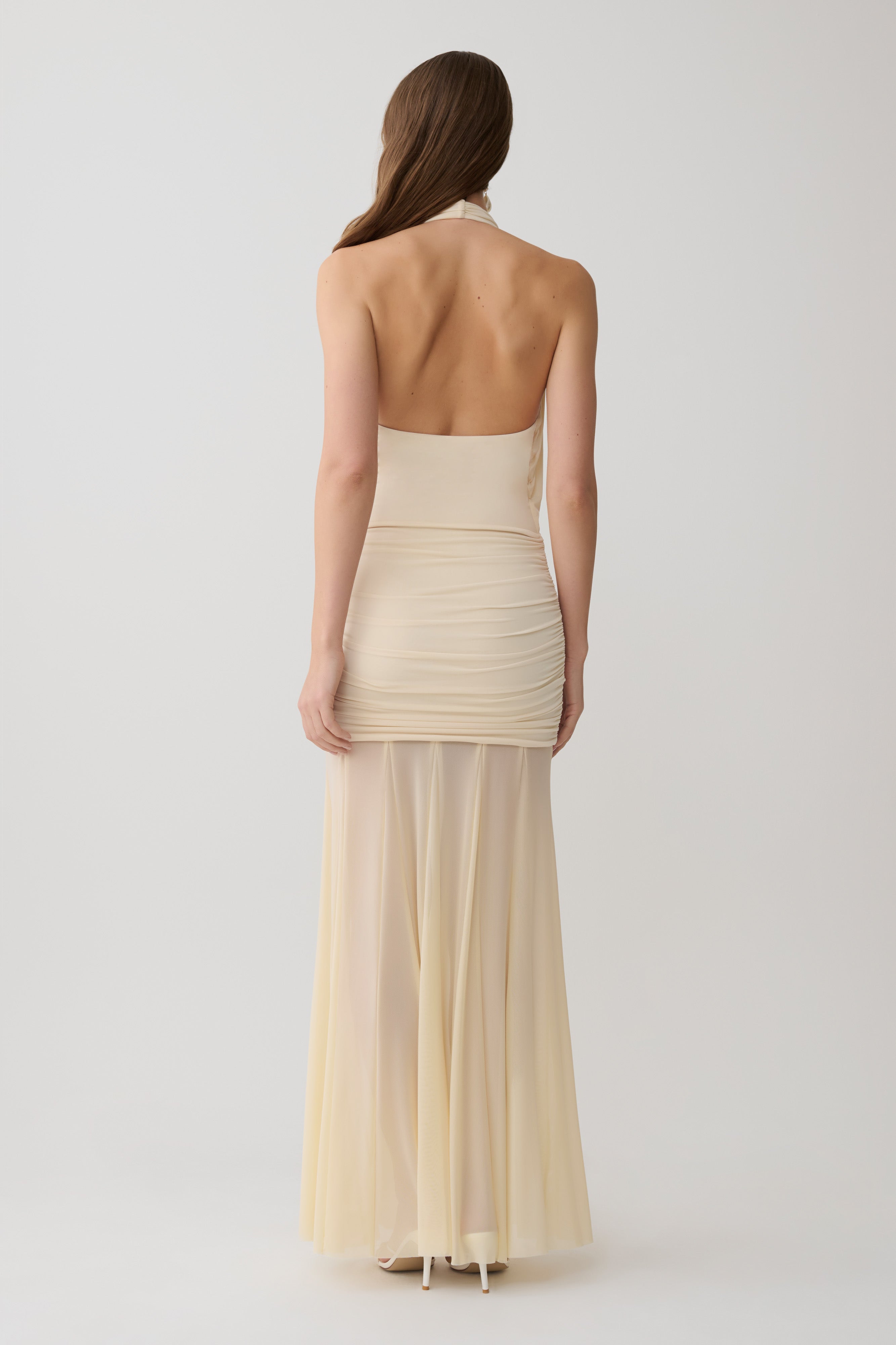 Alternative view of Jorja Draped Halter Slinky Maxi Dress - Ivory