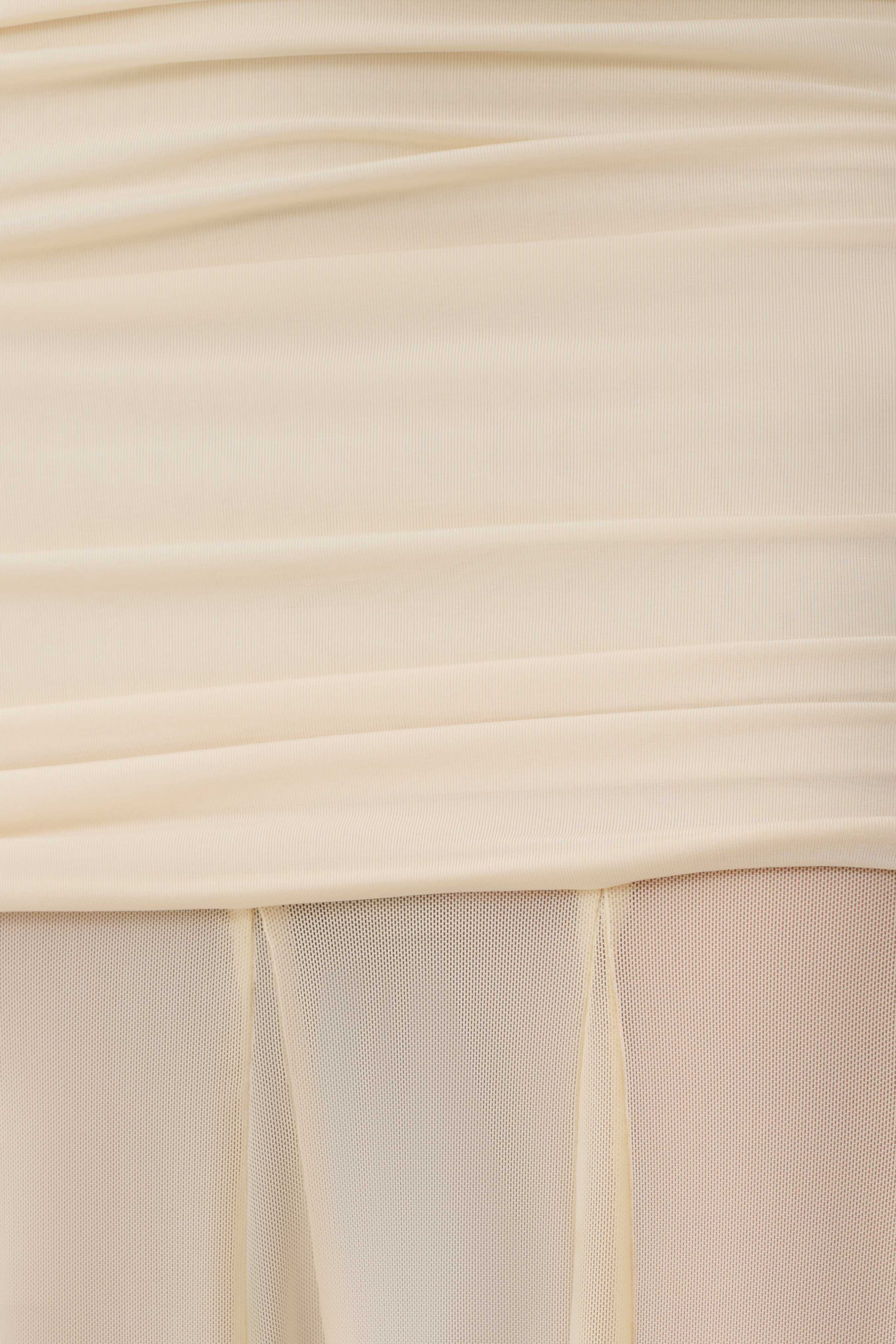 Jorja Draped Halter Slinky Maxi Dress - Ivory - Image 6