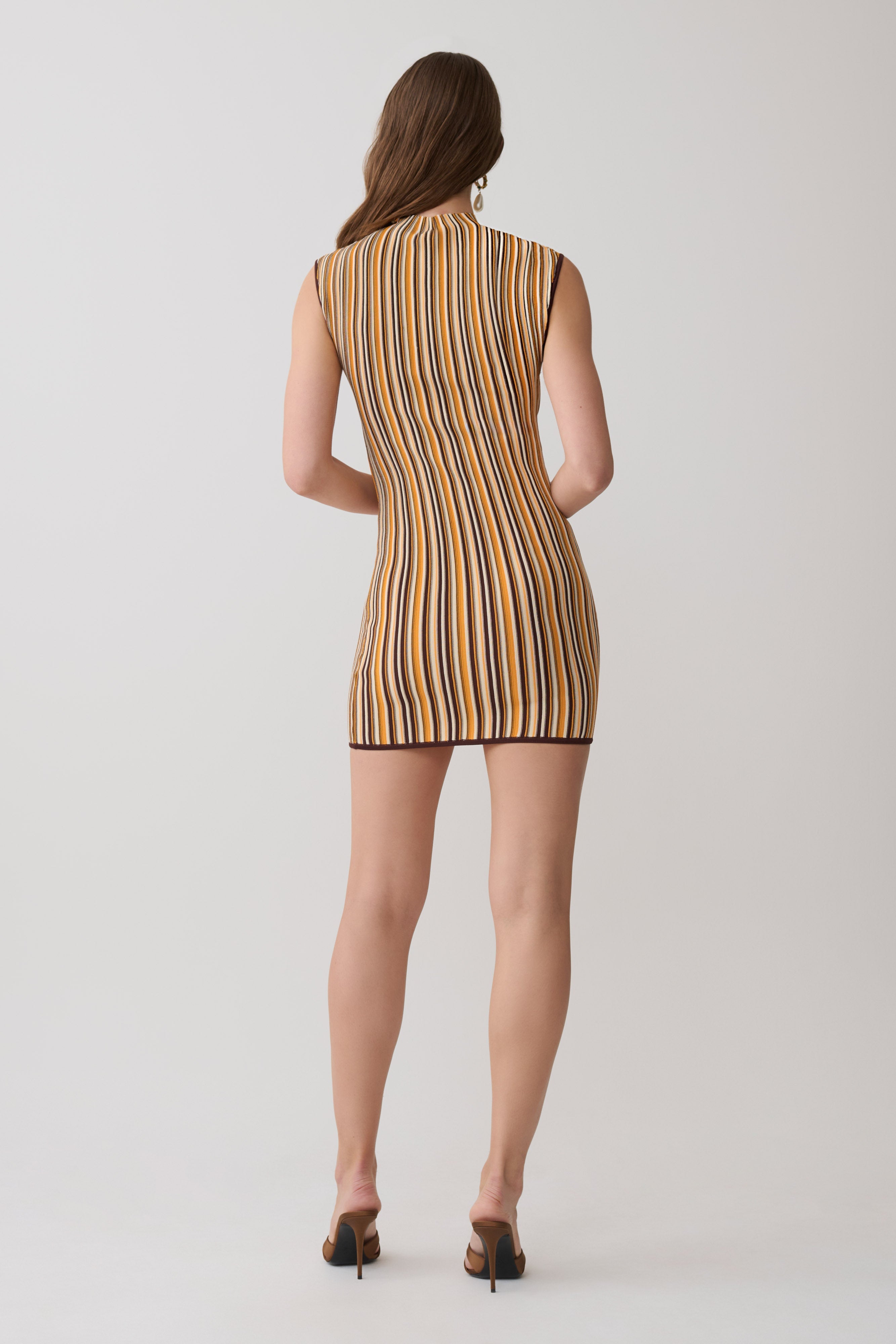 Alternative view of Meggie Striped Sleeveless Mini Dress - Orange/Chocolate
