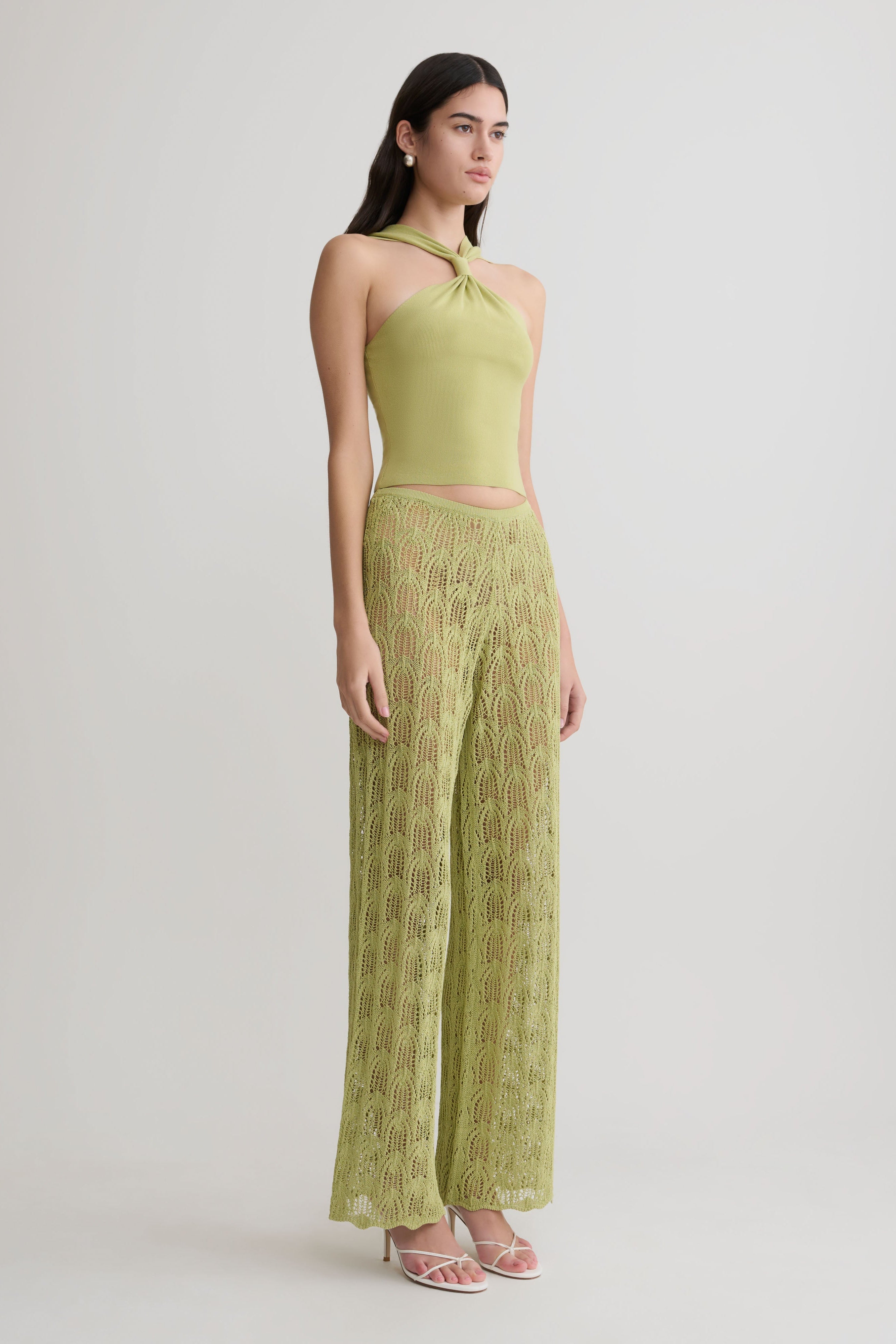 Glinda Crochet Pants - Light Olive - Image 5