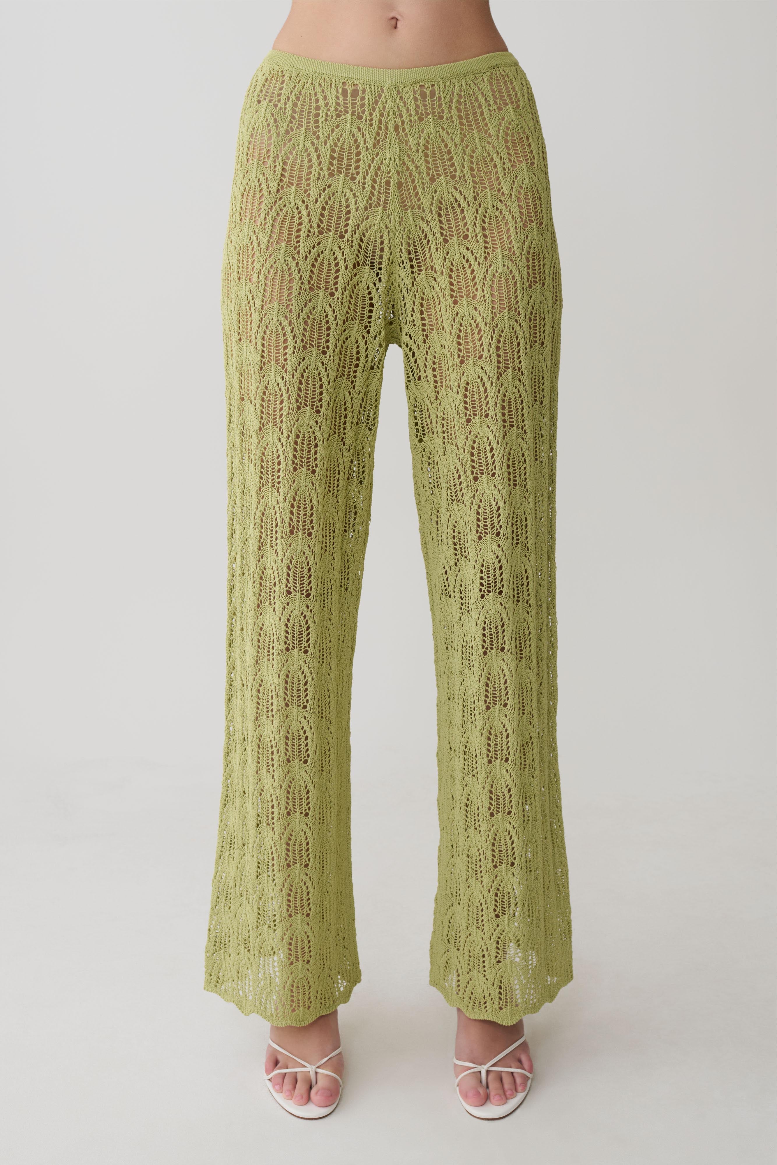 Glinda Crochet Pants - Light Olive - Image 9