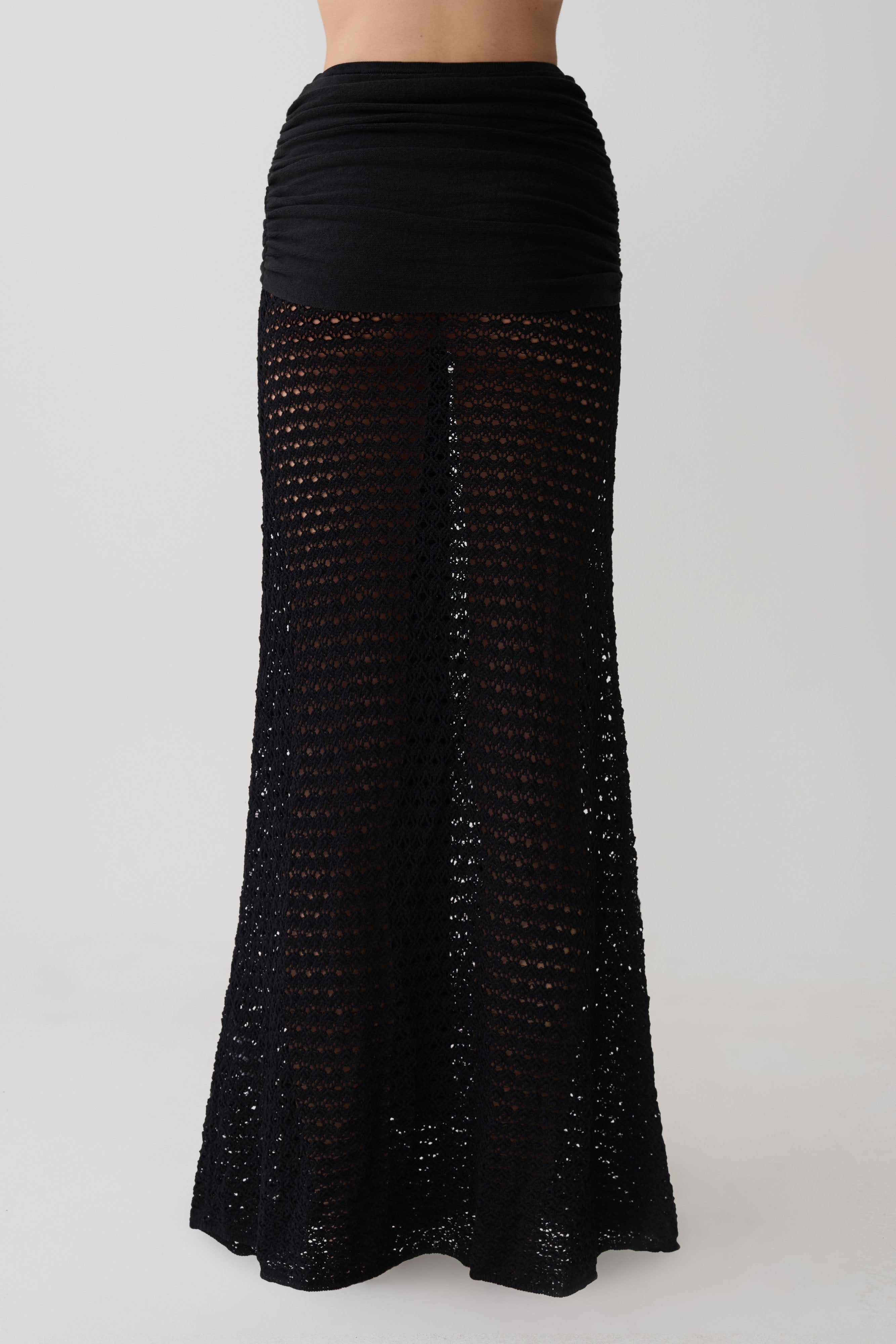 Mania Crochet Maxi Skirt With Hardware - Black - Image 5