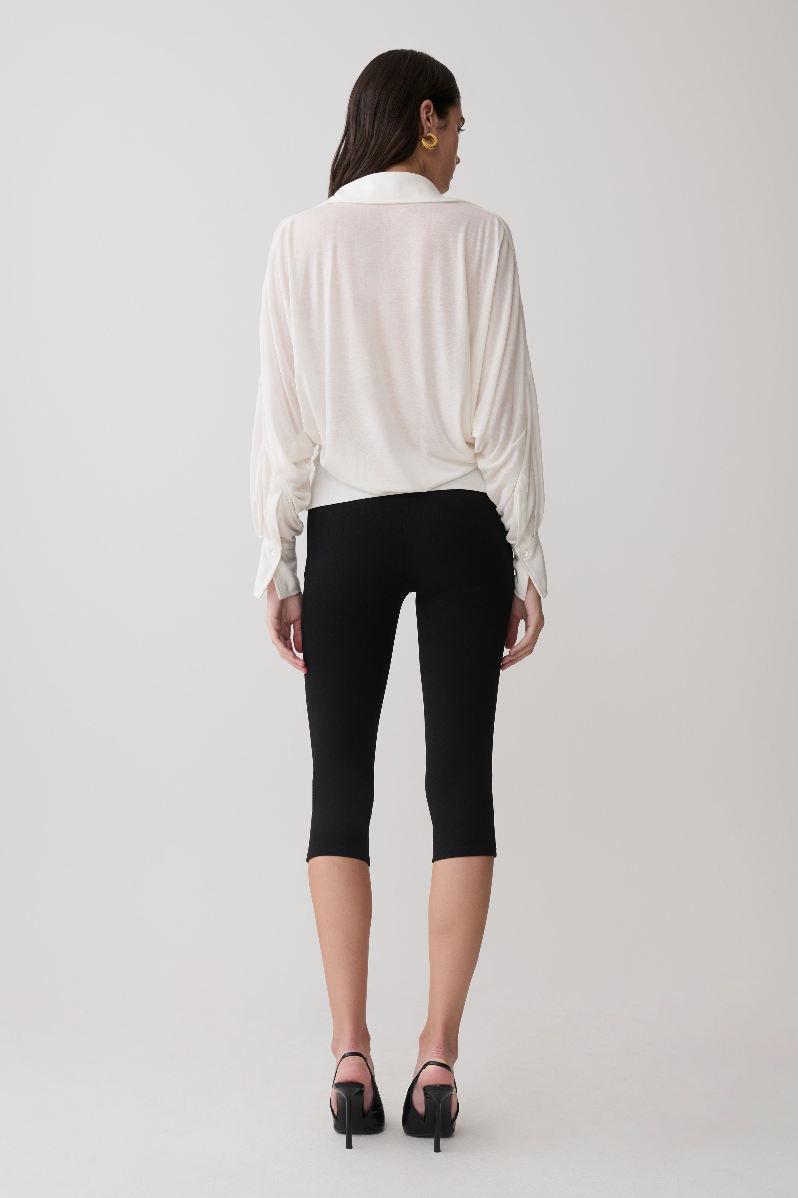 Berkley Draped Long Sleeve Shirt - White - Image 5