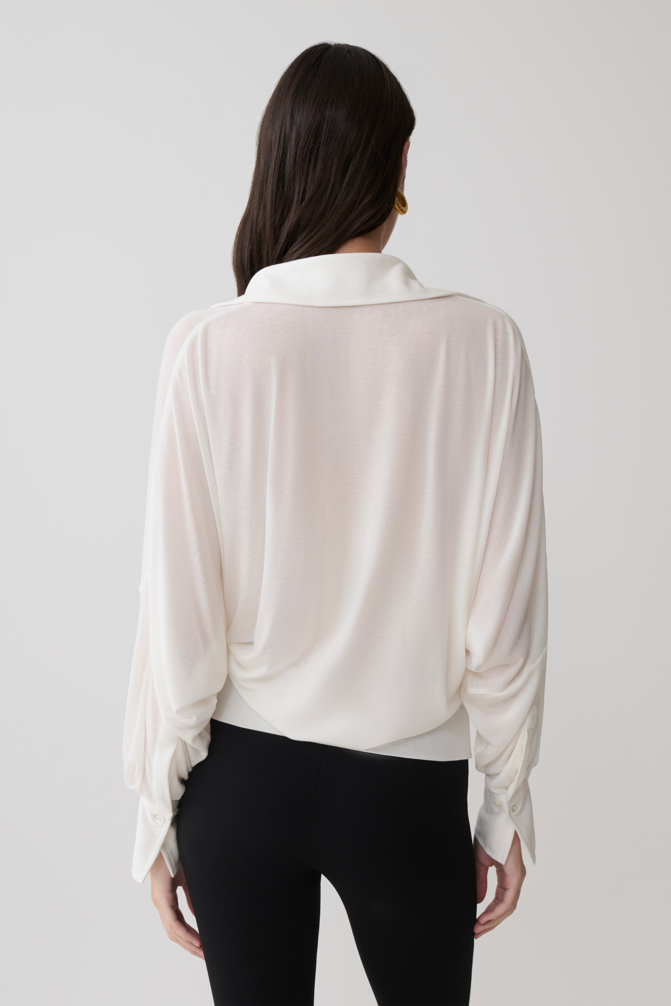 Alternative view of Berkley Draped Long Sleeve Shirt - White