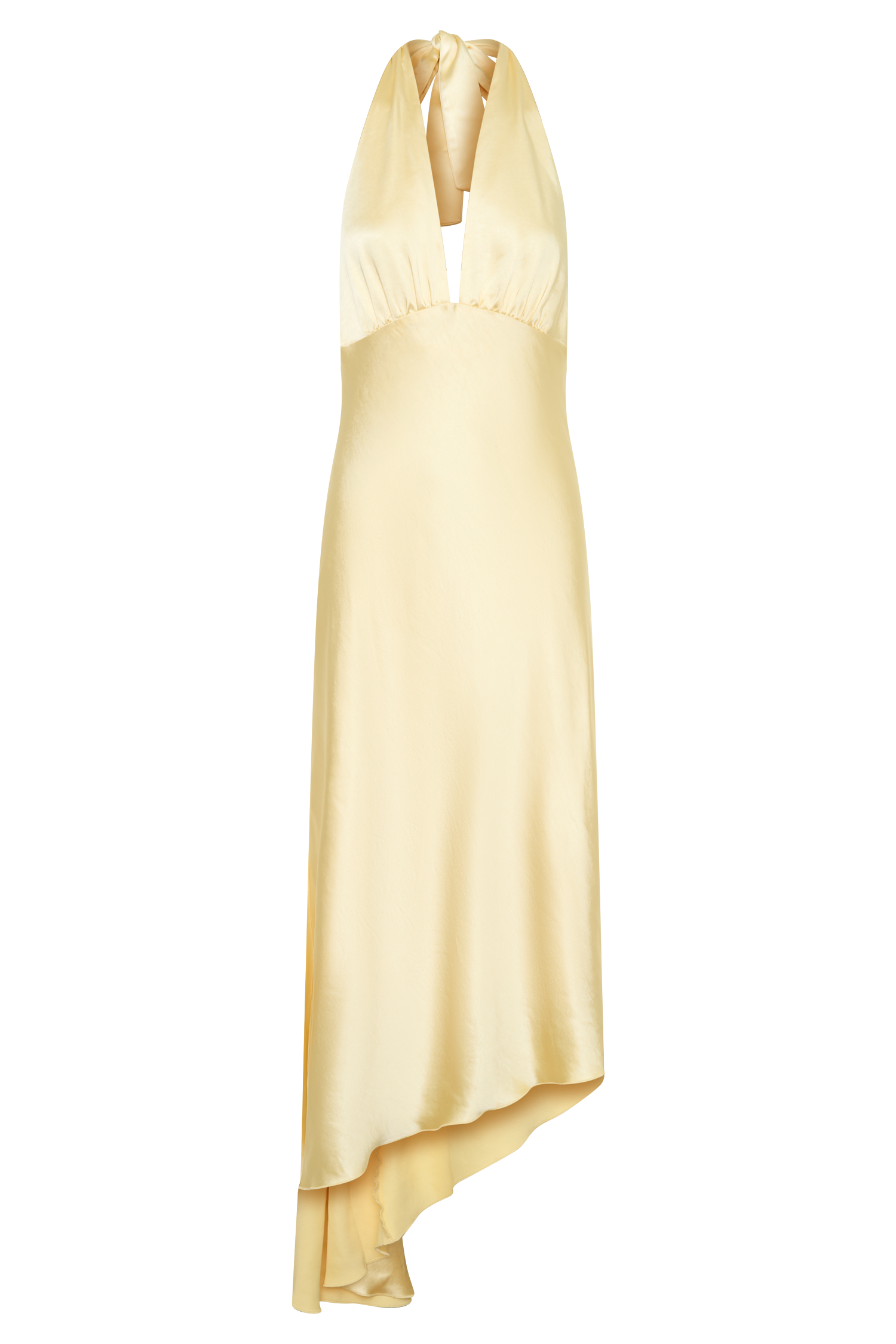 Adelie Asymmetric Hem Halter Midi Dress - Butter - Image 9
