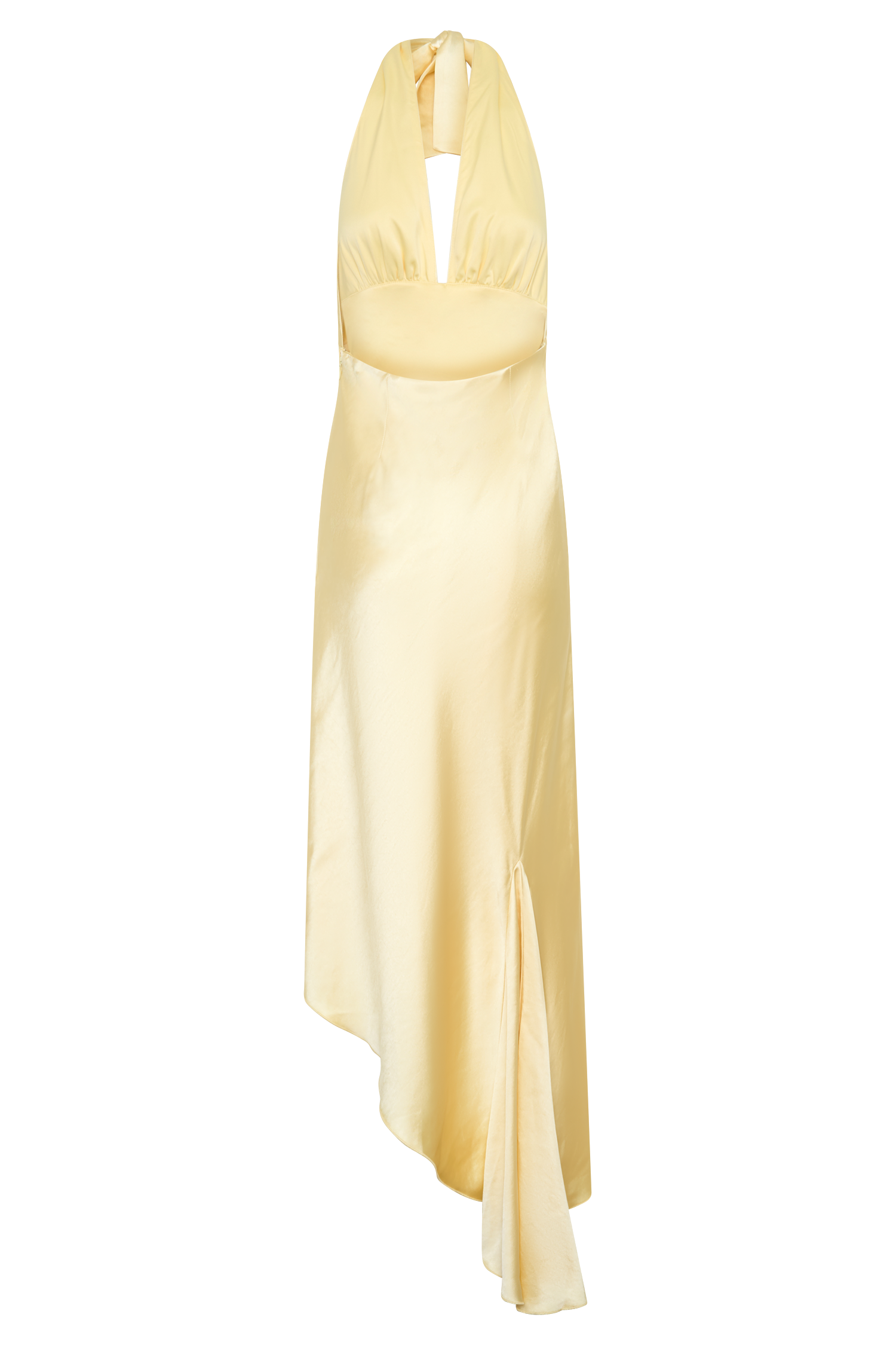 Adelie Asymmetric Hem Halter Midi Dress - Butter - Image 8