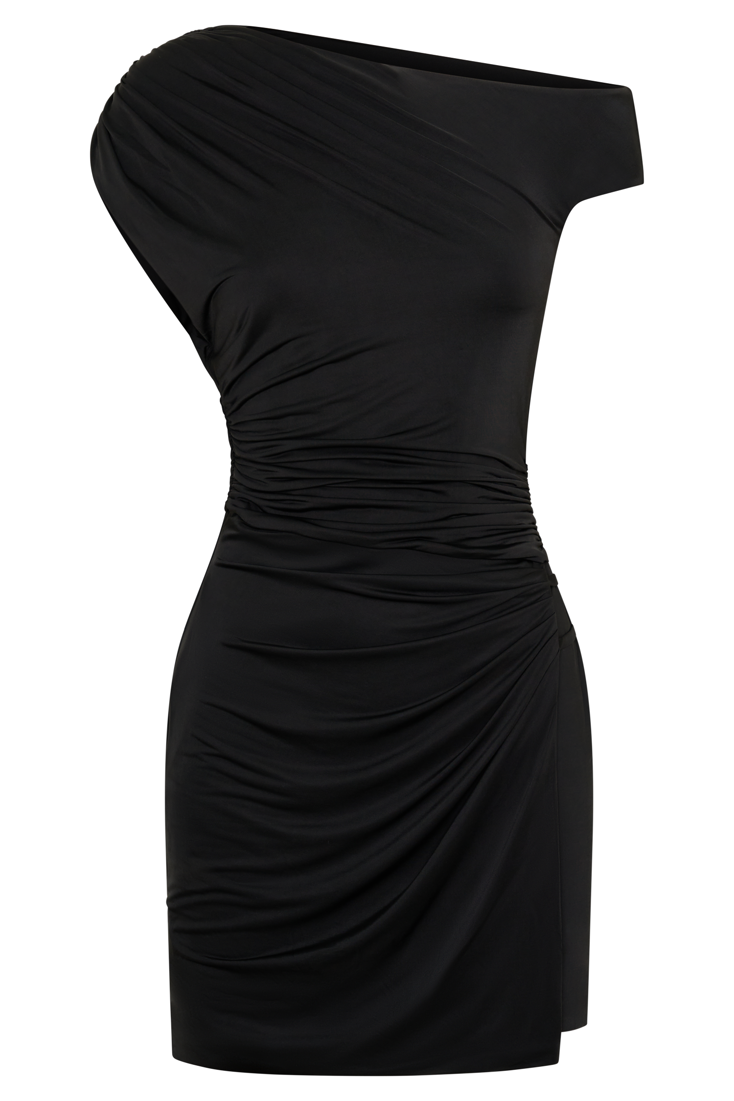Alyn Off Shoulder Draped Mini Dress - Black - Image 9