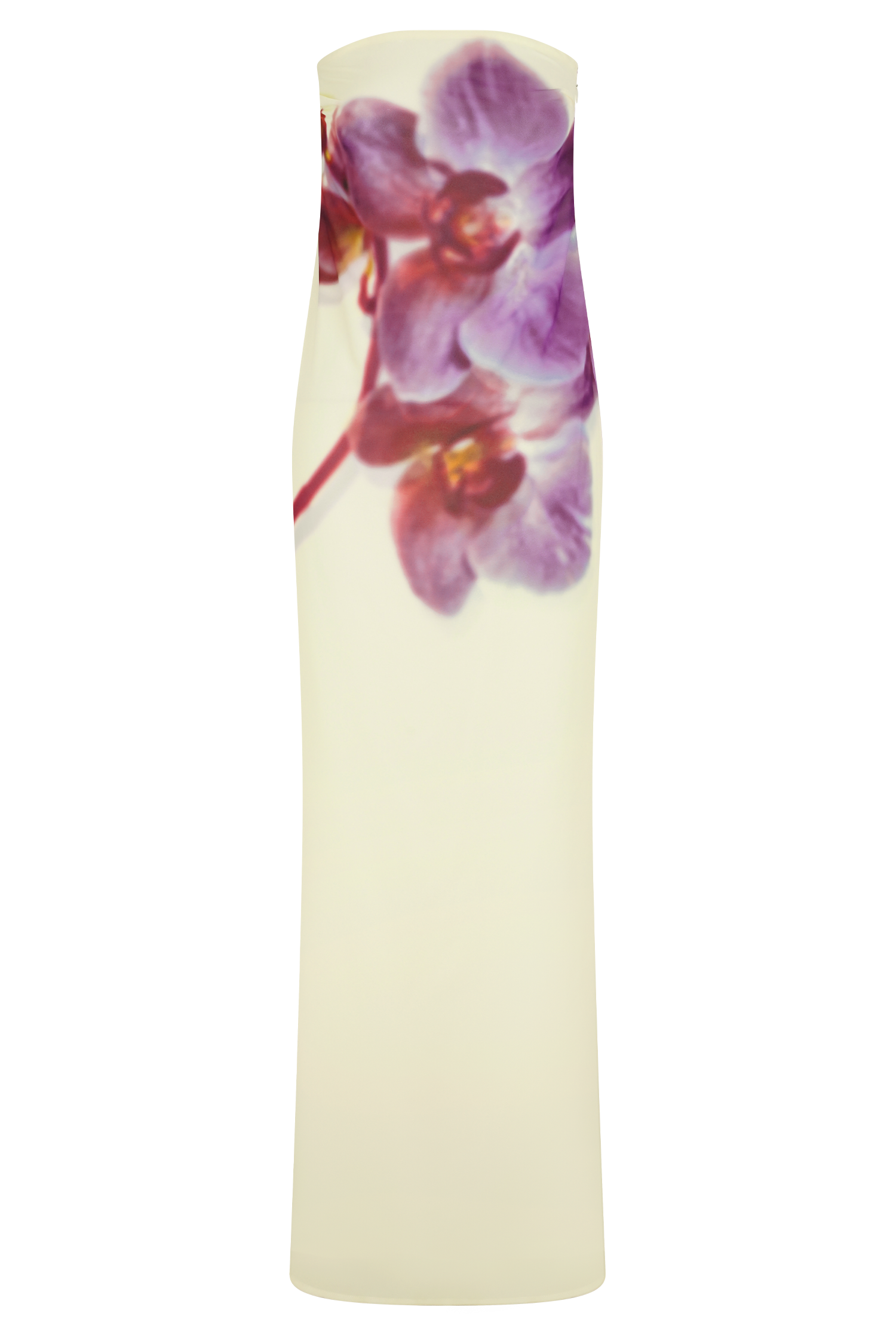 Amaya Strapless Chiffon Maxi Dress - Ivory Koi Orchid Print - Image 7