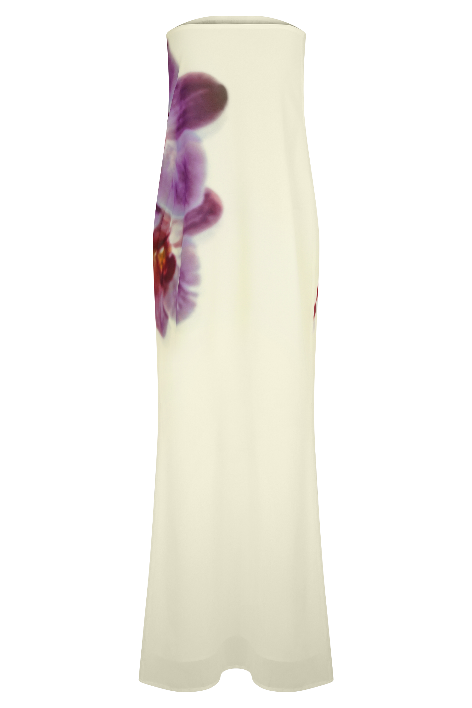 Amaya Strapless Chiffon Maxi Dress - Ivory Koi Orchid Print - Image 6