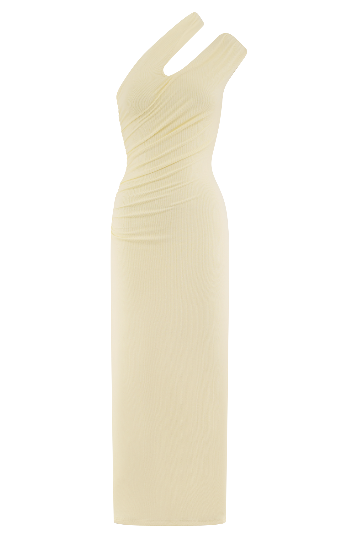 Anastasia One Shoulder Modal Midi Dress - Pale Lemon - Image 9
