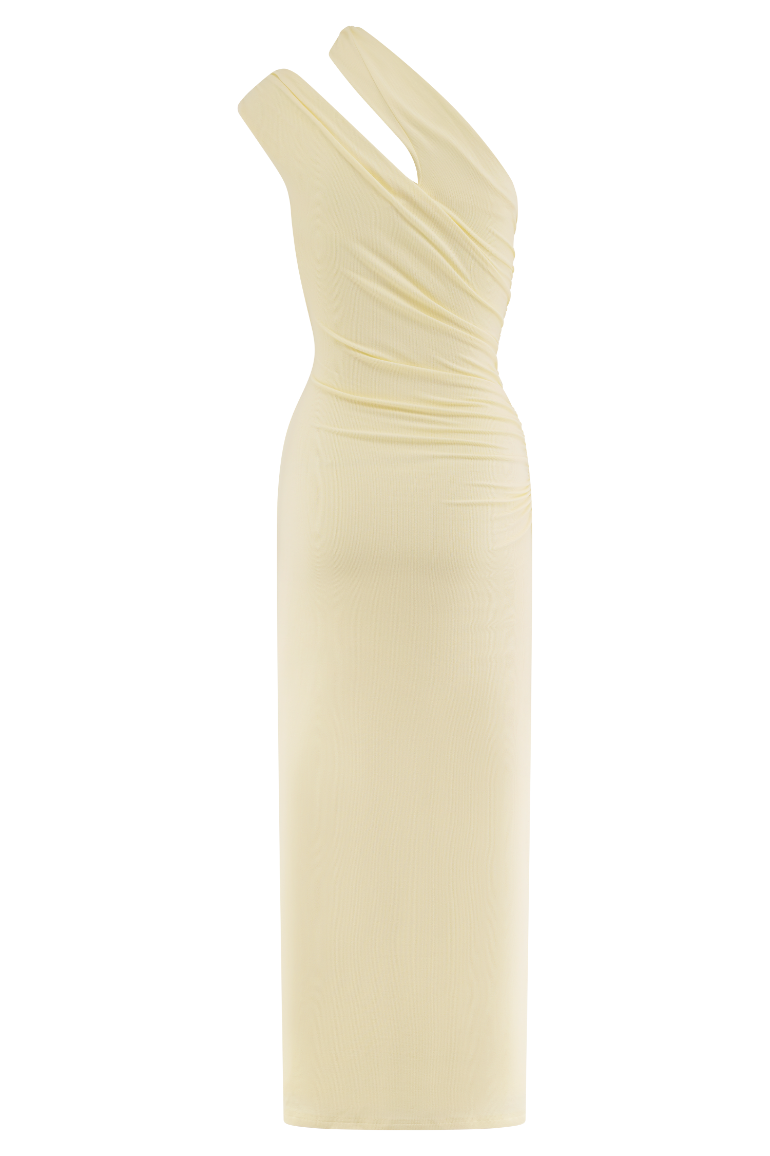 Anastasia One Shoulder Modal Midi Dress - Pale Lemon - Image 8