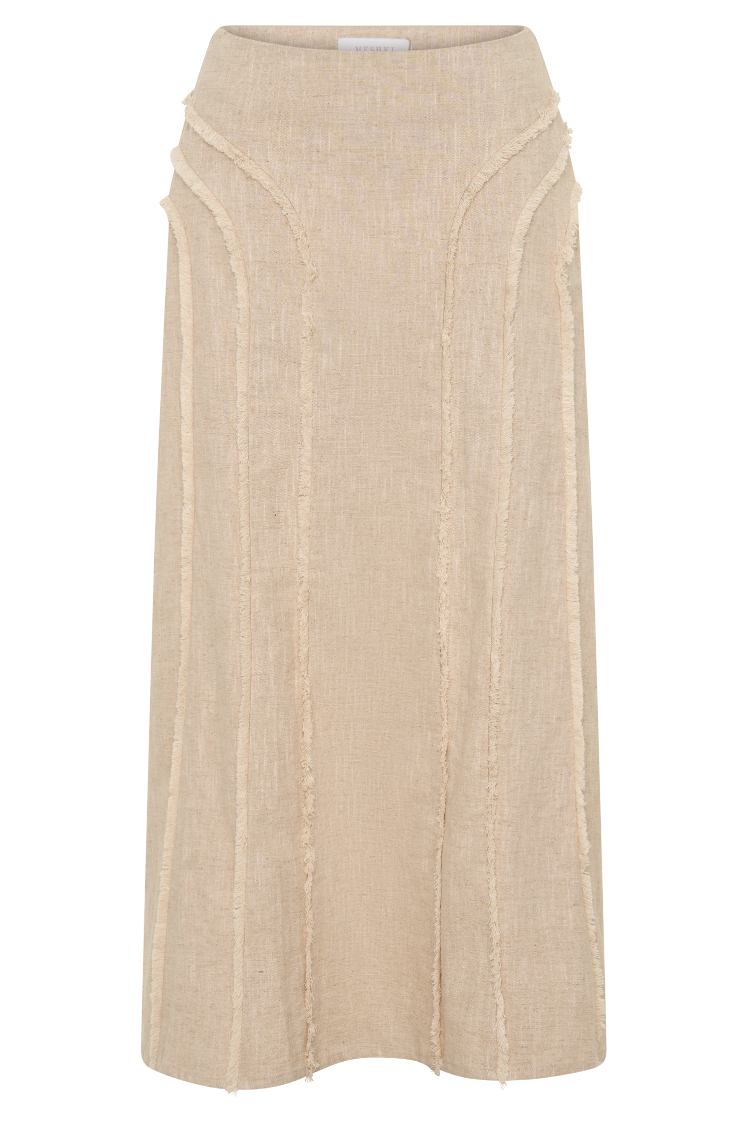 Annie Linen Frayed Midi Skirt - Natural - Image 9