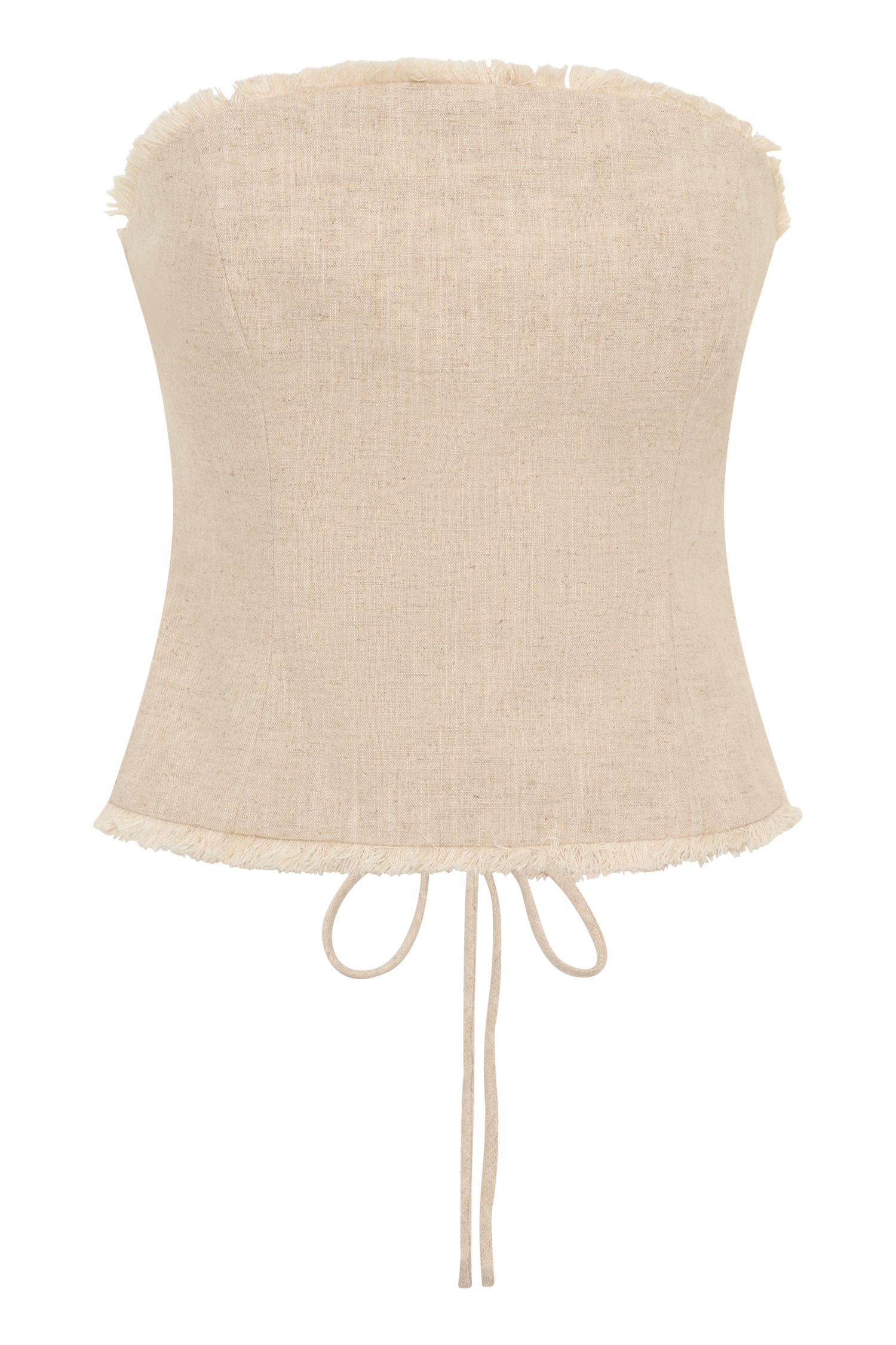 Annie Strapless Tie Back Linen Top - Natural - Image 9