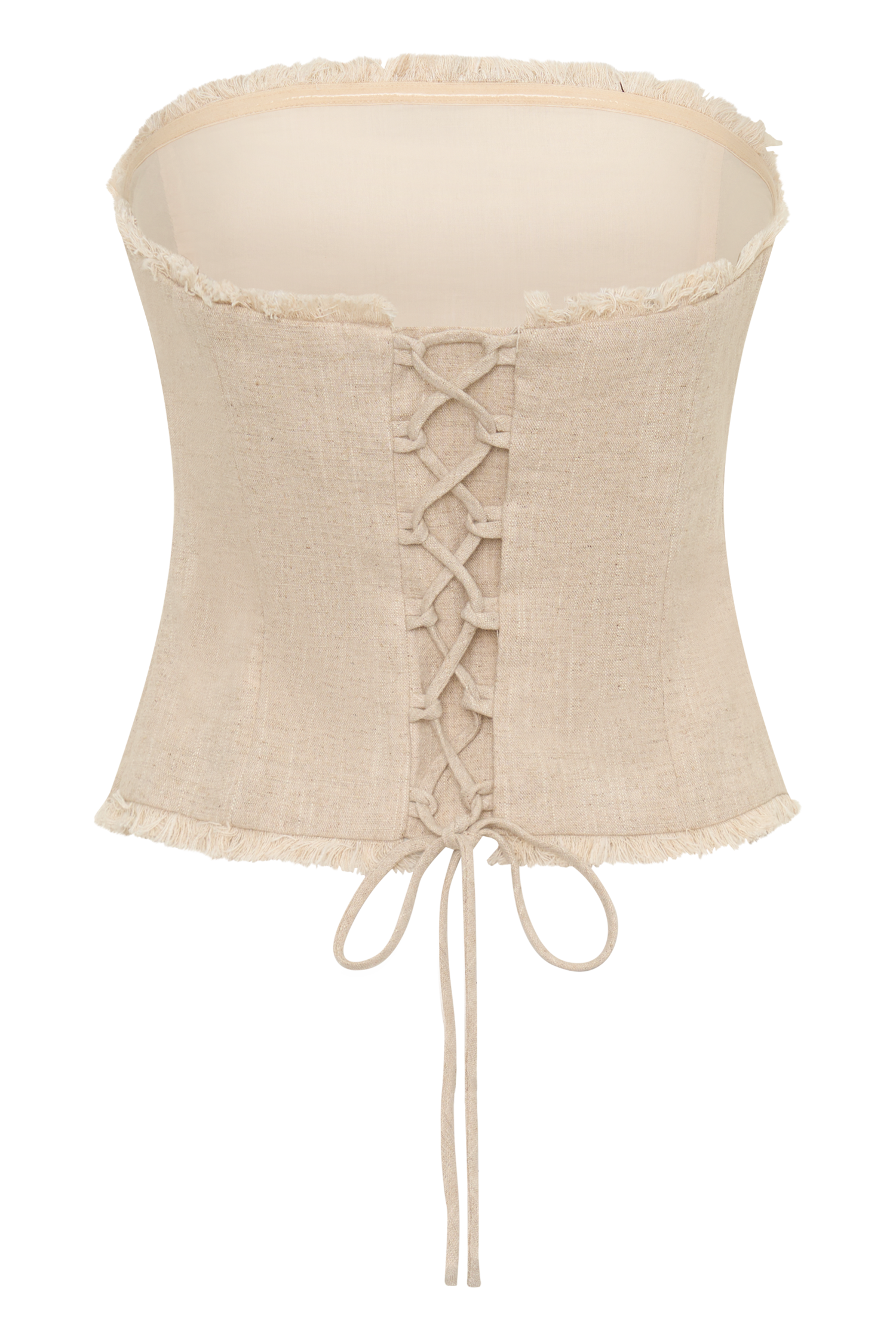 Annie Strapless Tie Back Linen Top - Natural - Image 8