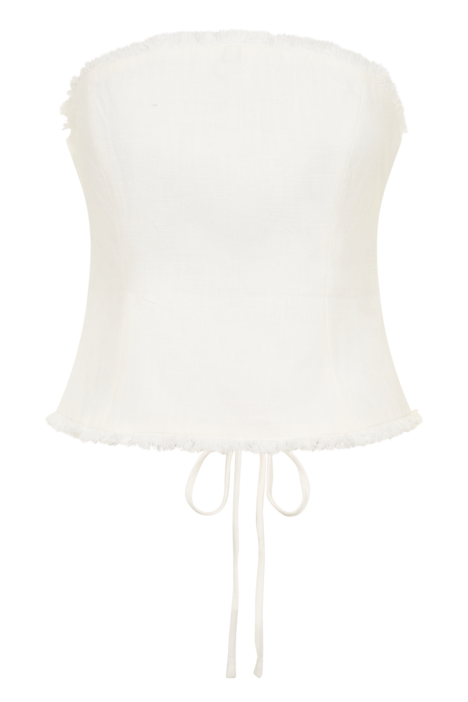 Annie Strapless Tie Back Linen Top - White - Image 9
