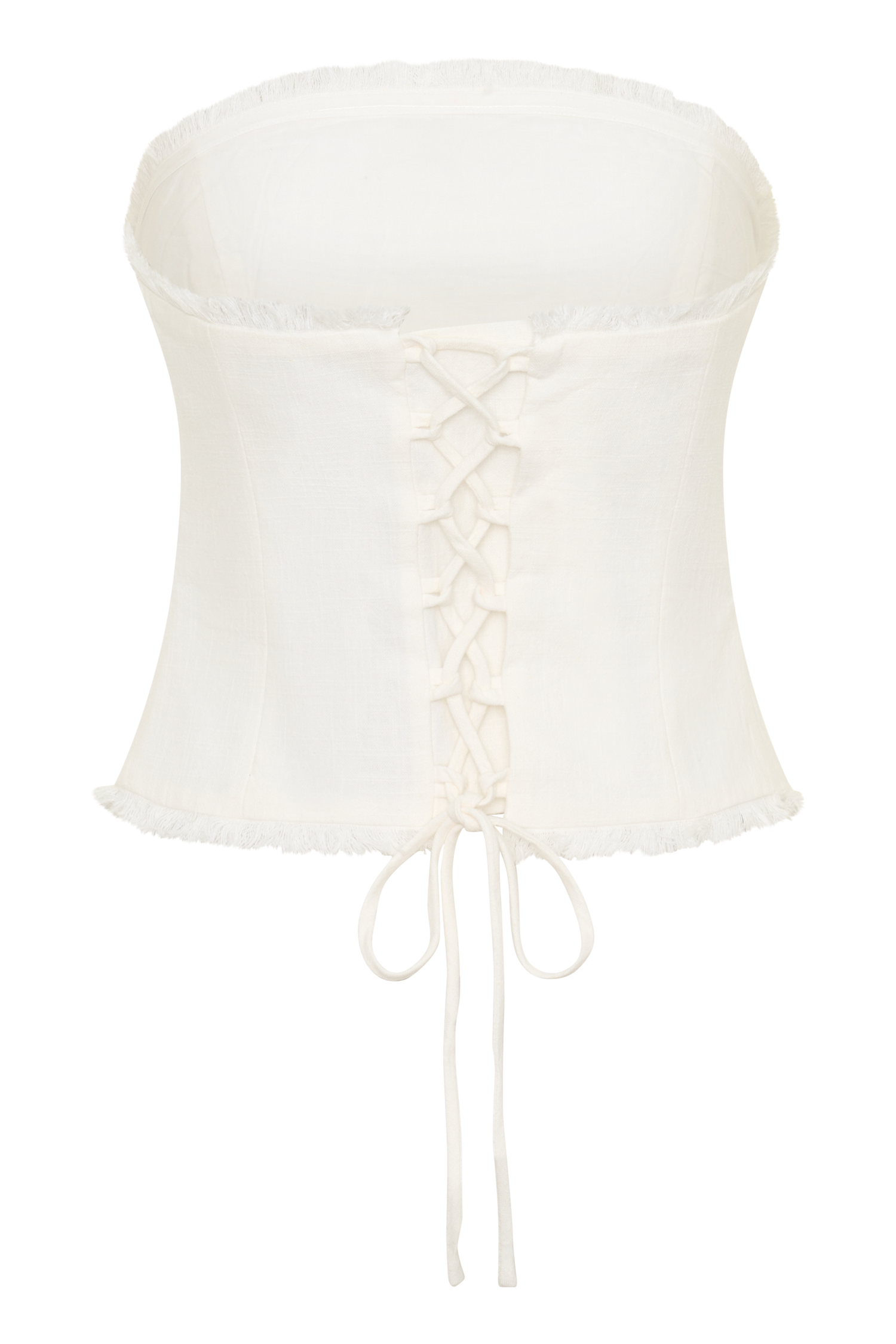 Annie Strapless Tie Back Linen Top - White - Image 8