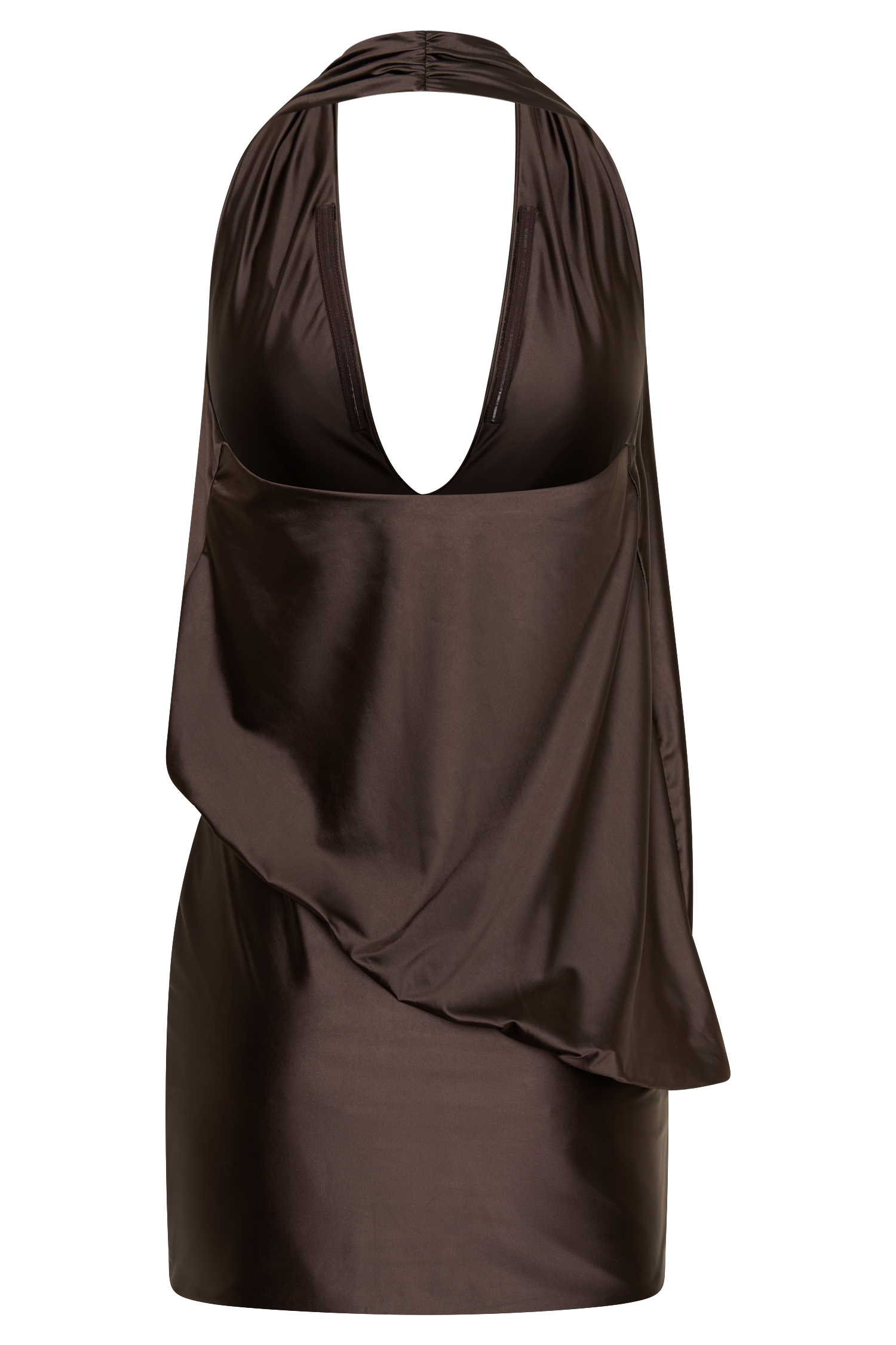 Arabel Draped Halter Mini Dress - Chocolate - Image 8