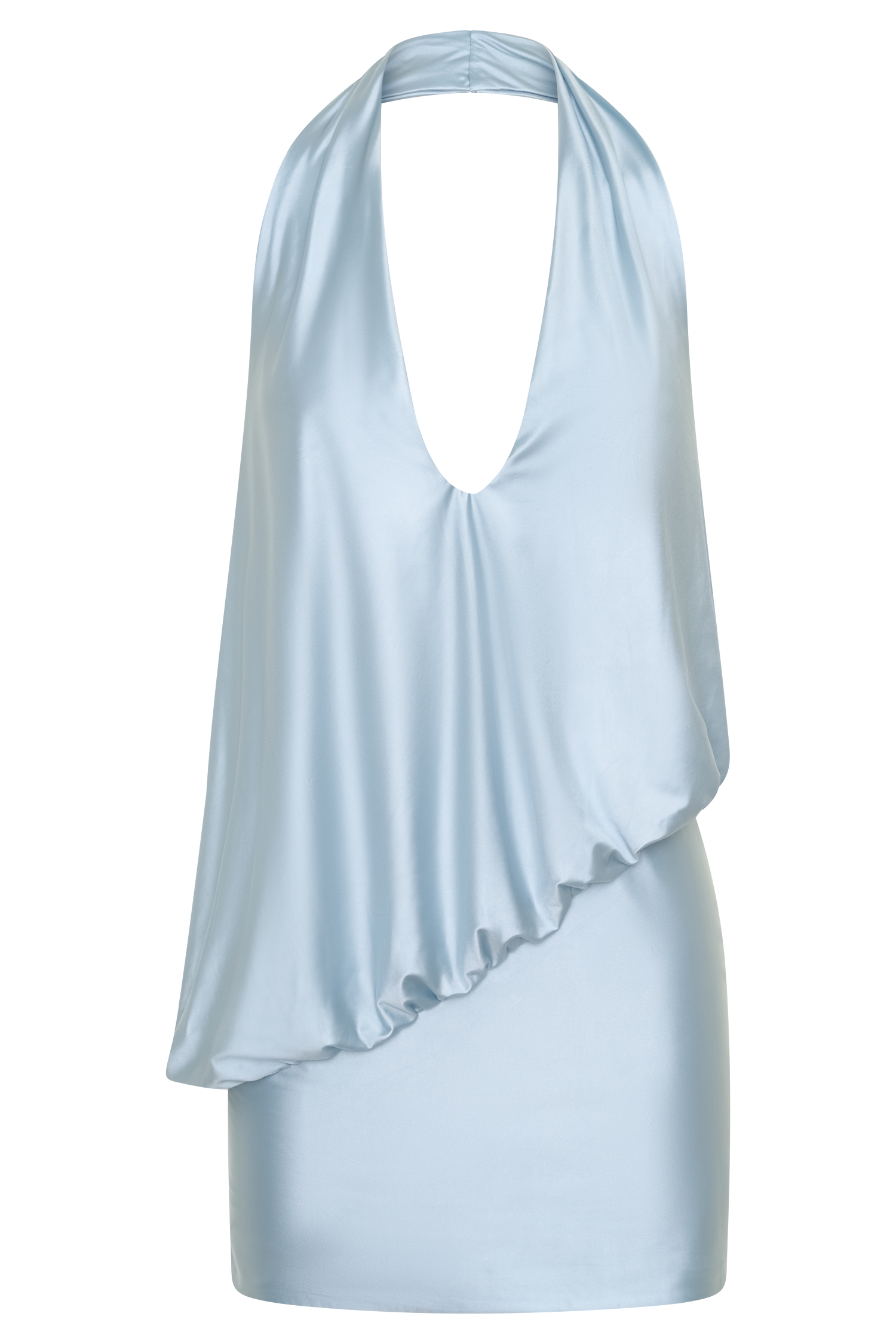 Arabel Draped Halter Mini Dress - Pale Blue - Image 9