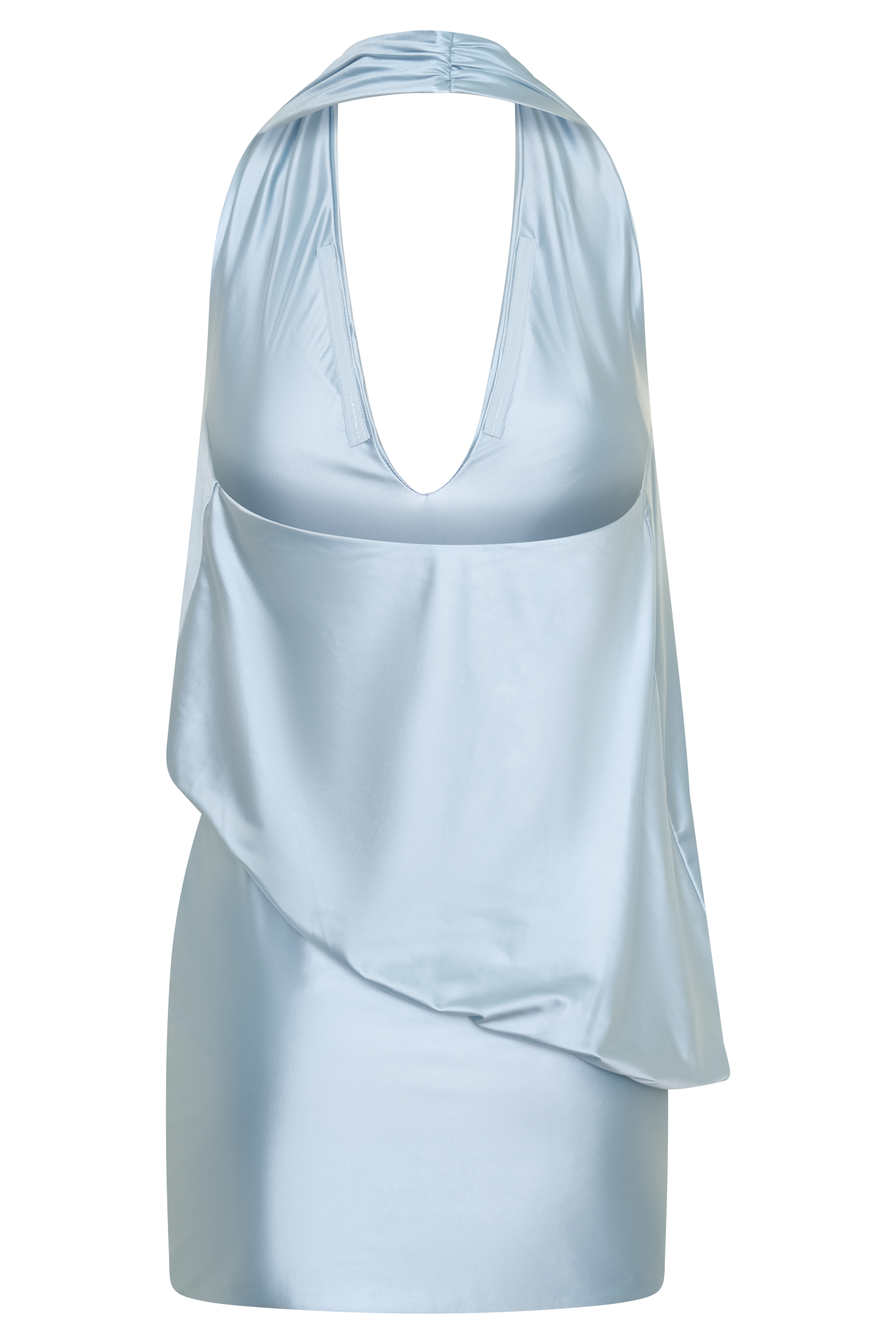 Arabel Draped Halter Mini Dress - Pale Blue - Image 8