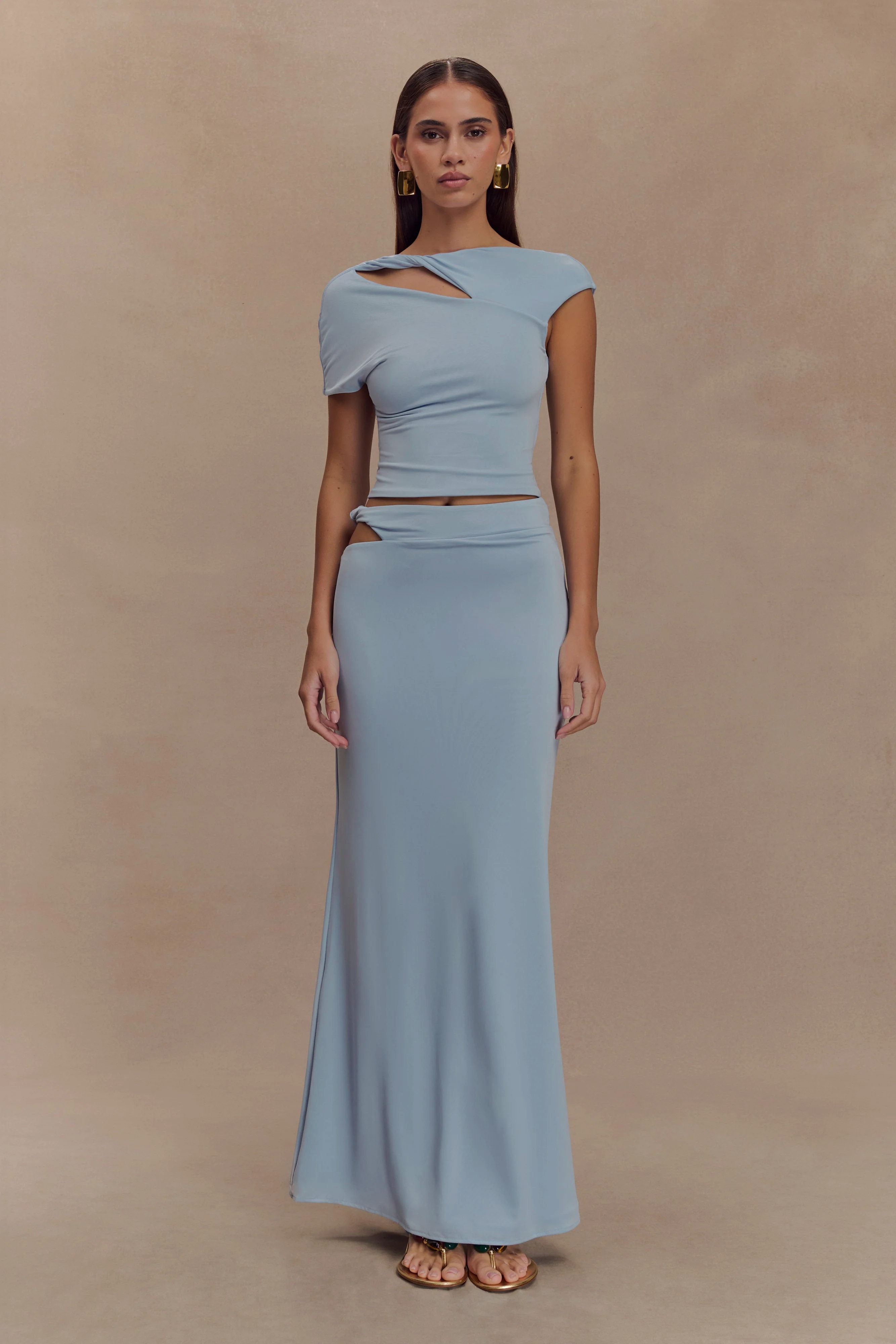 Haven Slinky Twist Midi Skirt - Pale Blue - Image 7