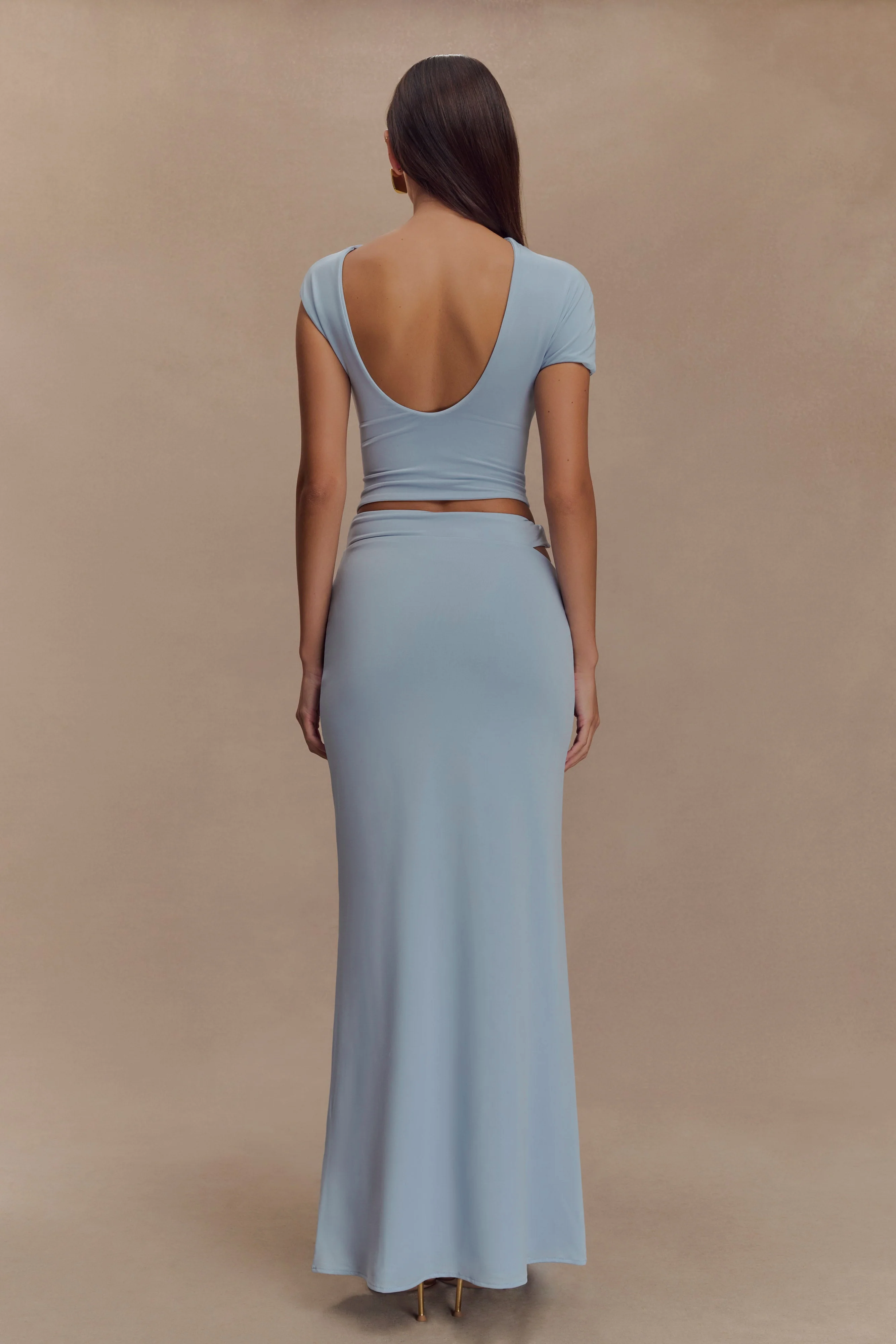 Haven Slinky Twist Midi Skirt - Pale Blue - Image 2
