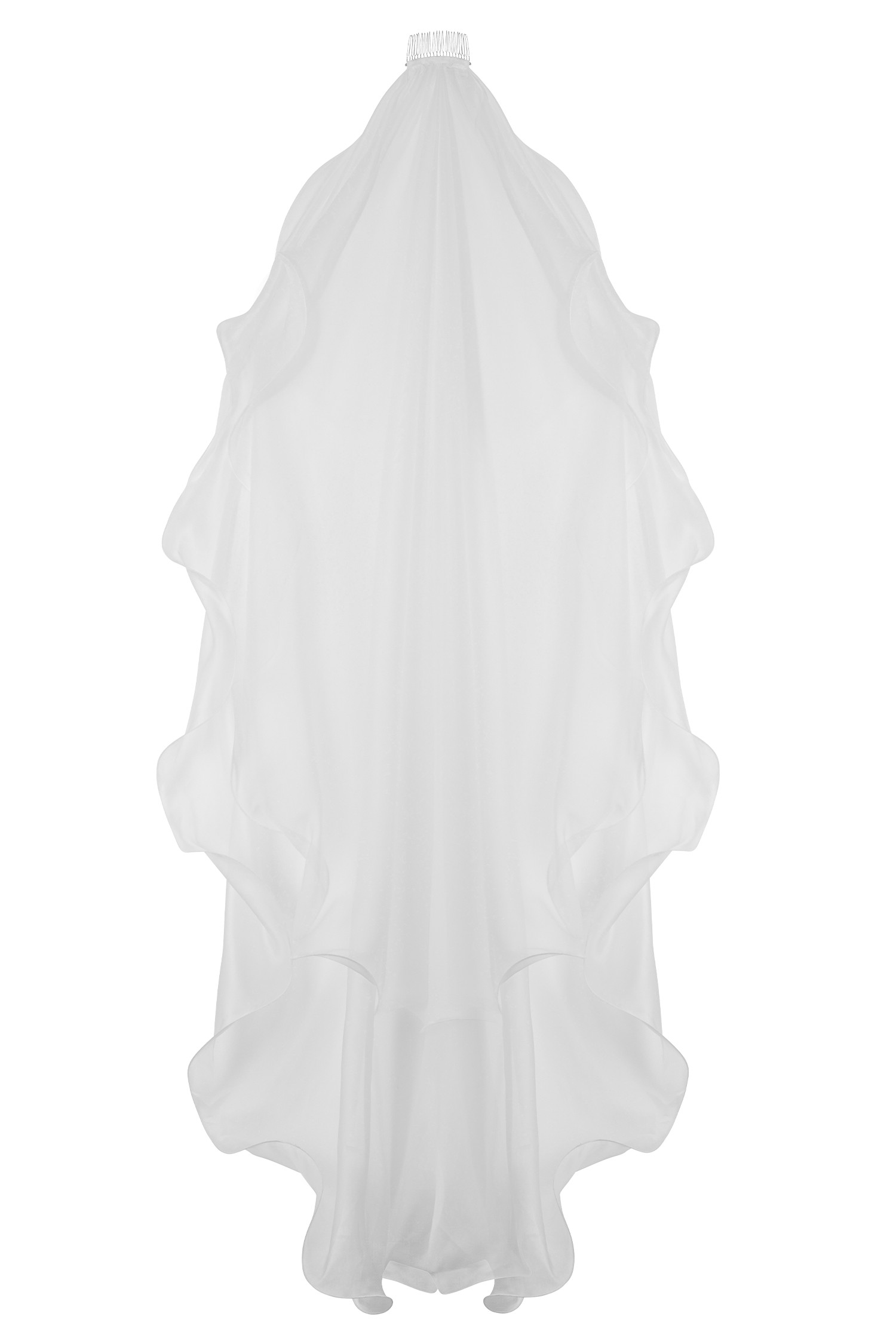 Asteria Draped Chiffon Veil - Ivory - Image 7
