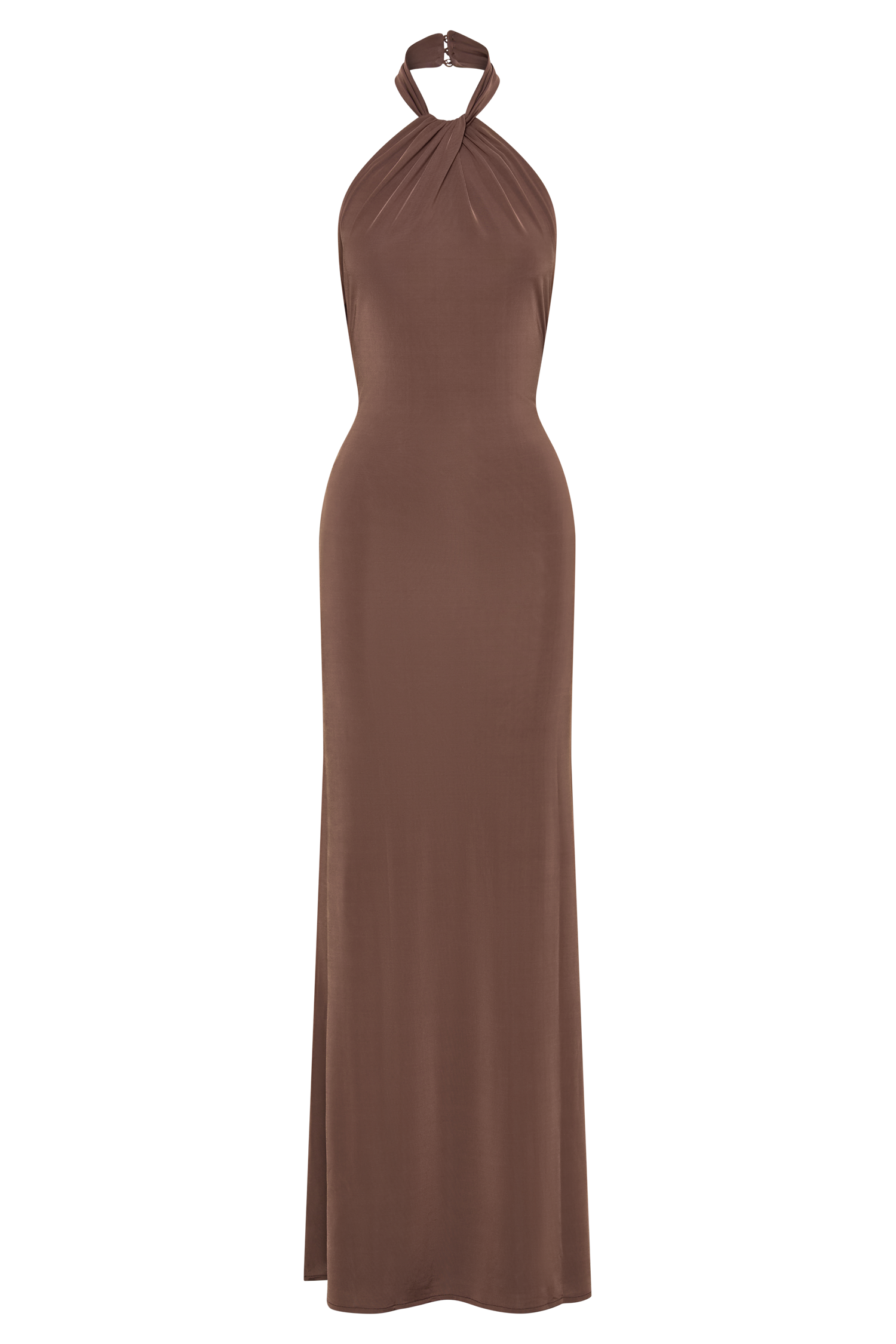 Elyna Slinky Halter Maxi Dress - Chocolate - Image 7