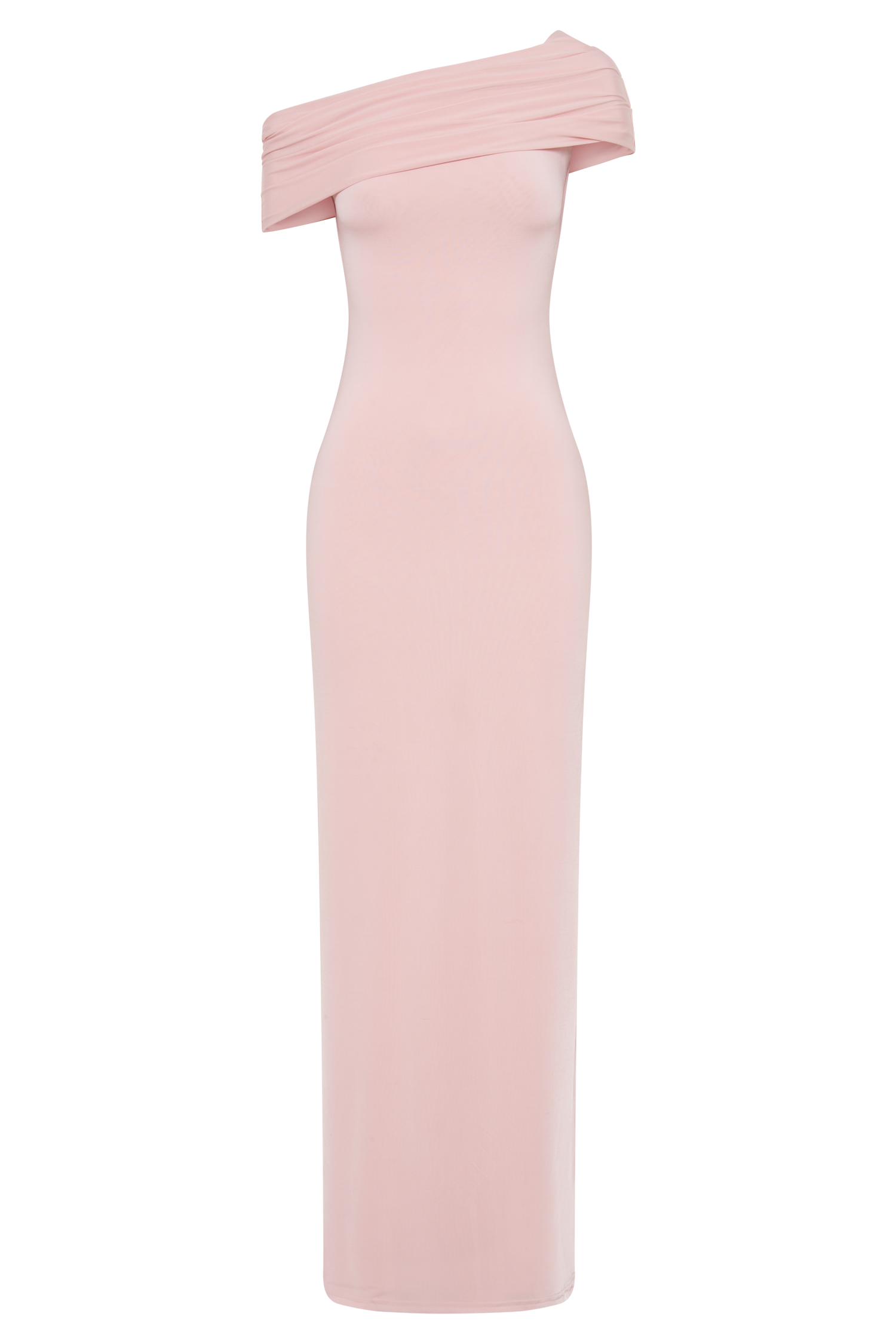 Cassandra Off Shoulder Slinky Maxi Dress - Pale Pink - Image 6